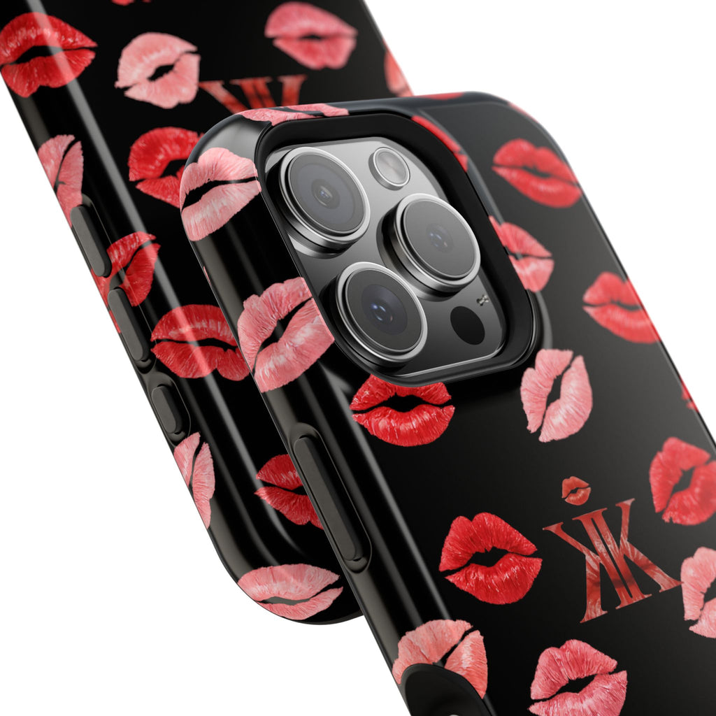 Psyche Collection BLACK - Kiss Pattern Magnetic Impact Phone Case