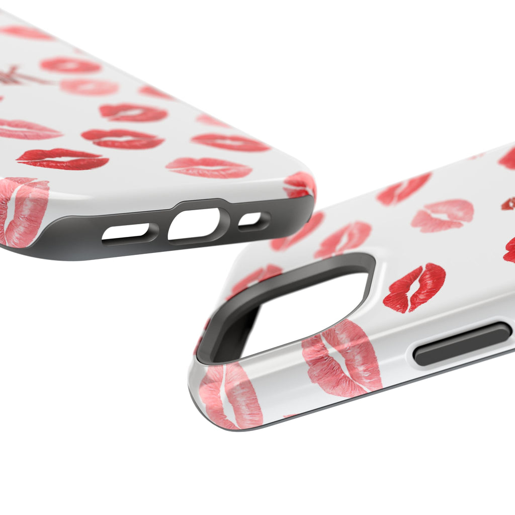 Psyche Collection White - Kiss Pattern Magnetic Impact Phone Case