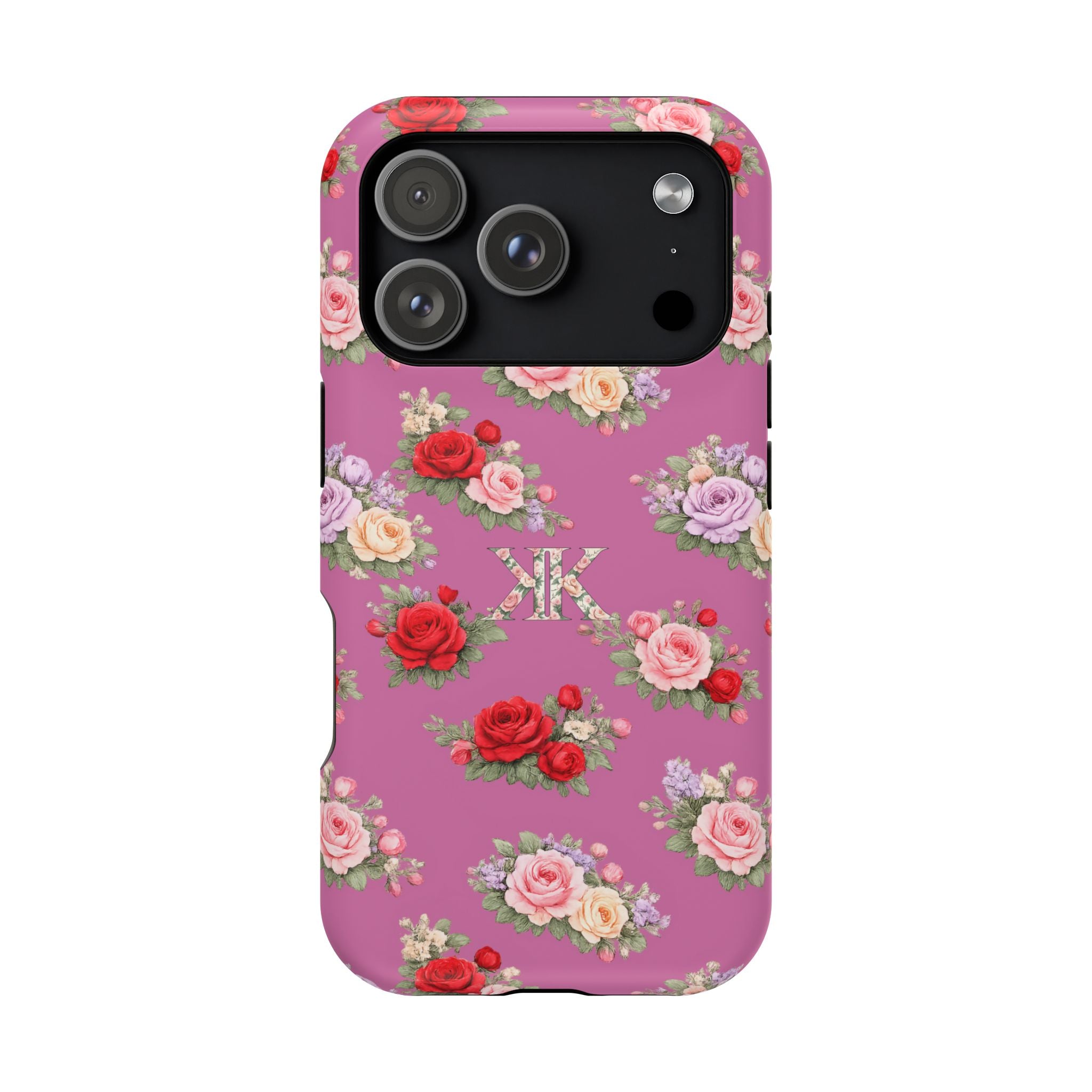 Anthos Collection Light Pink  Vintage Floral Rose Pattern Magnetic Impact-Resistant Phone Case