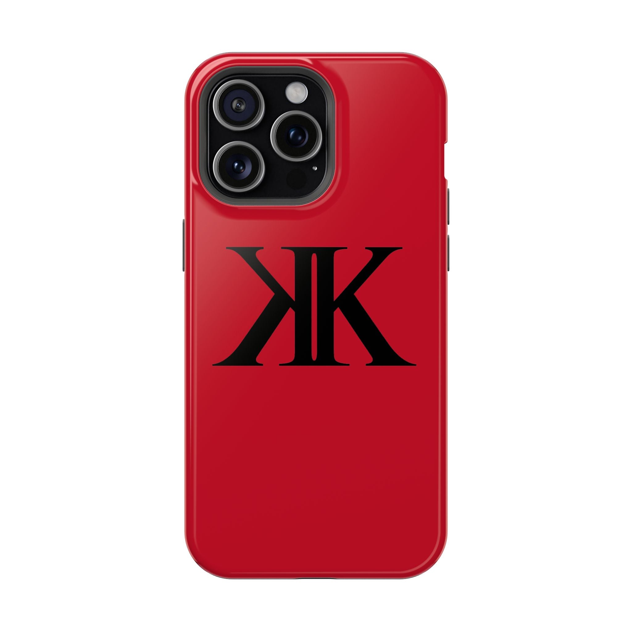 Magnetic Impact-Resistant RED Case with Bold KK Monogram