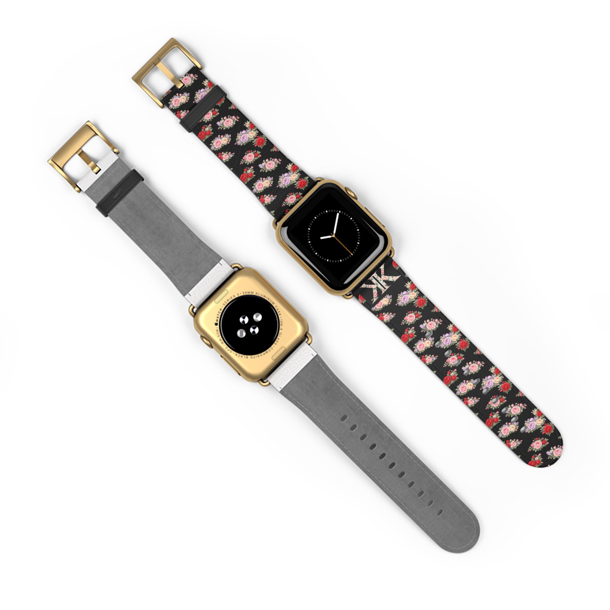 Anthos Collection BLACK Floral Vintage Watch Band — Apple Watch Strap
