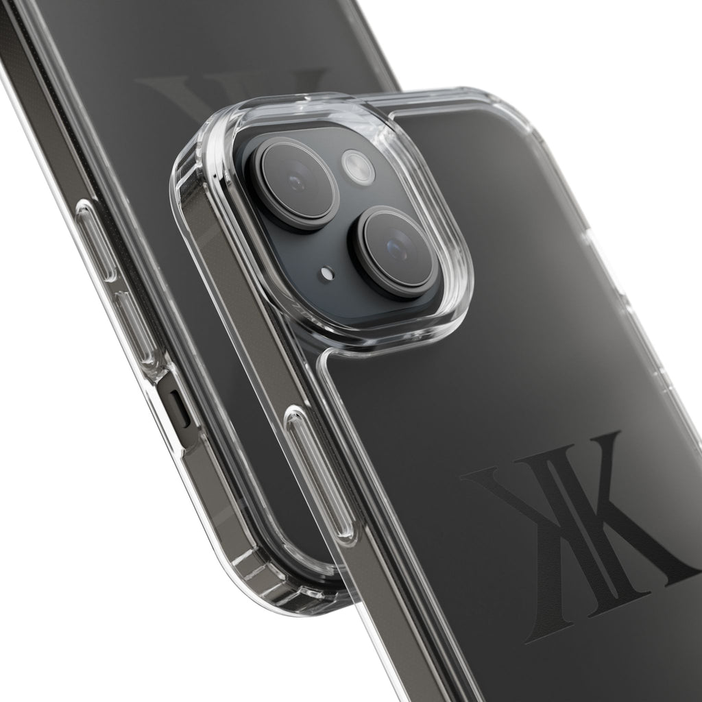 Kairos Kosmos Clear Phone Case — Minimal Black KK Monogram