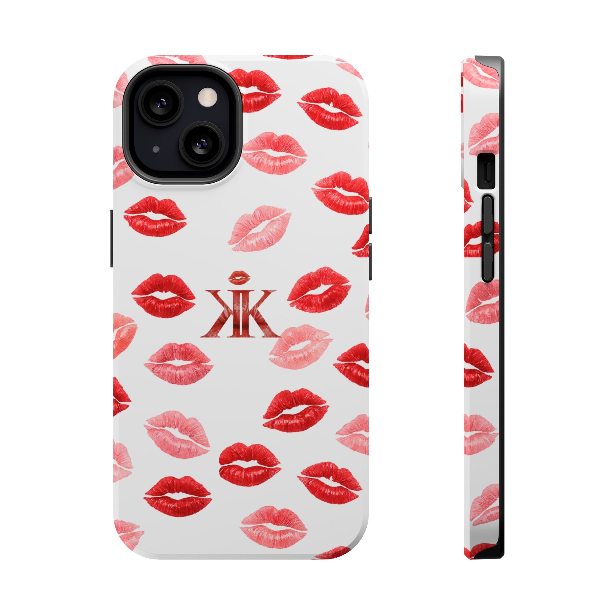 Psyche Collection White - Kiss Pattern Magnetic Impact Phone Case