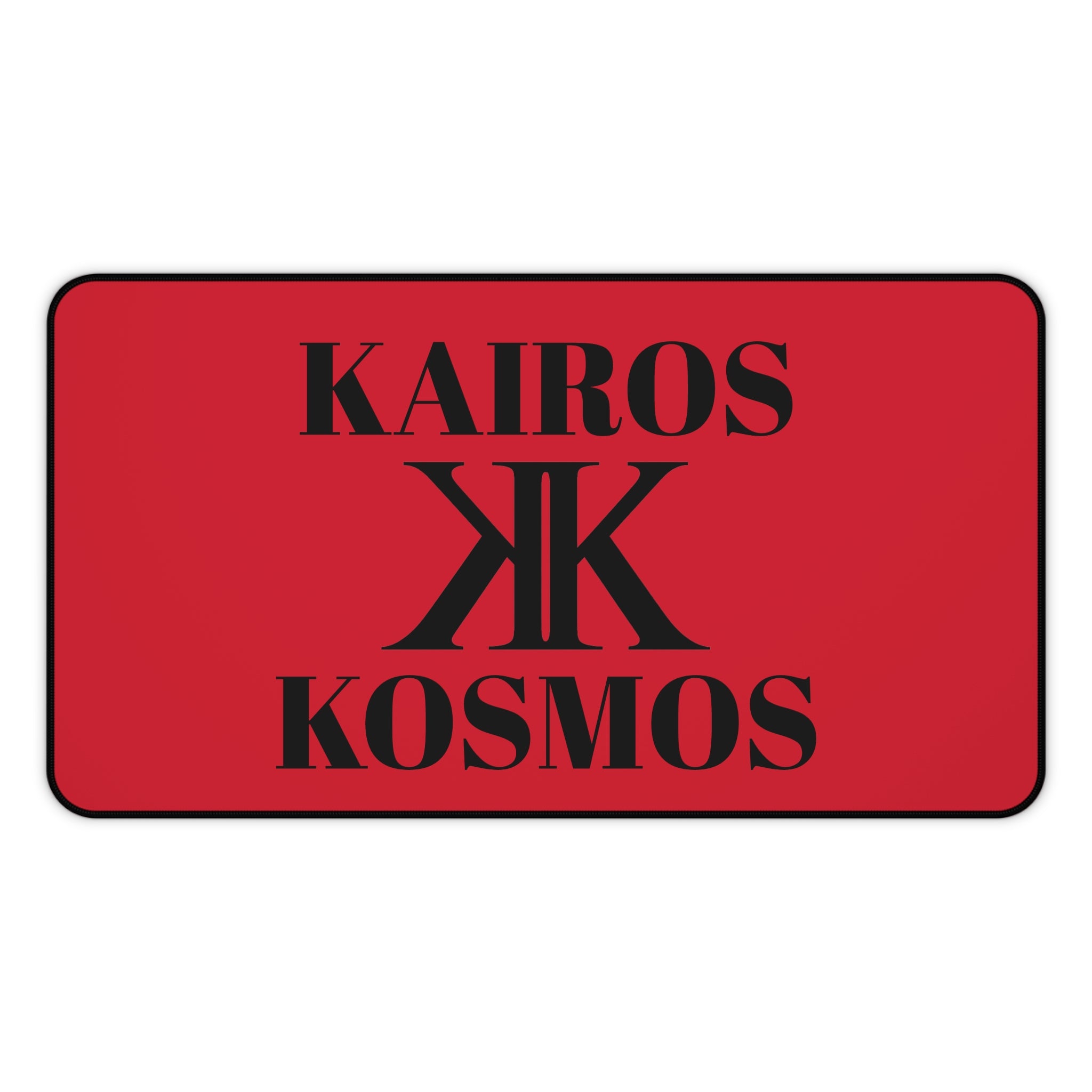 Desk Mat RED — Minimalist 'KAIROS KOSMOS' Black & White Logo Desk Mat