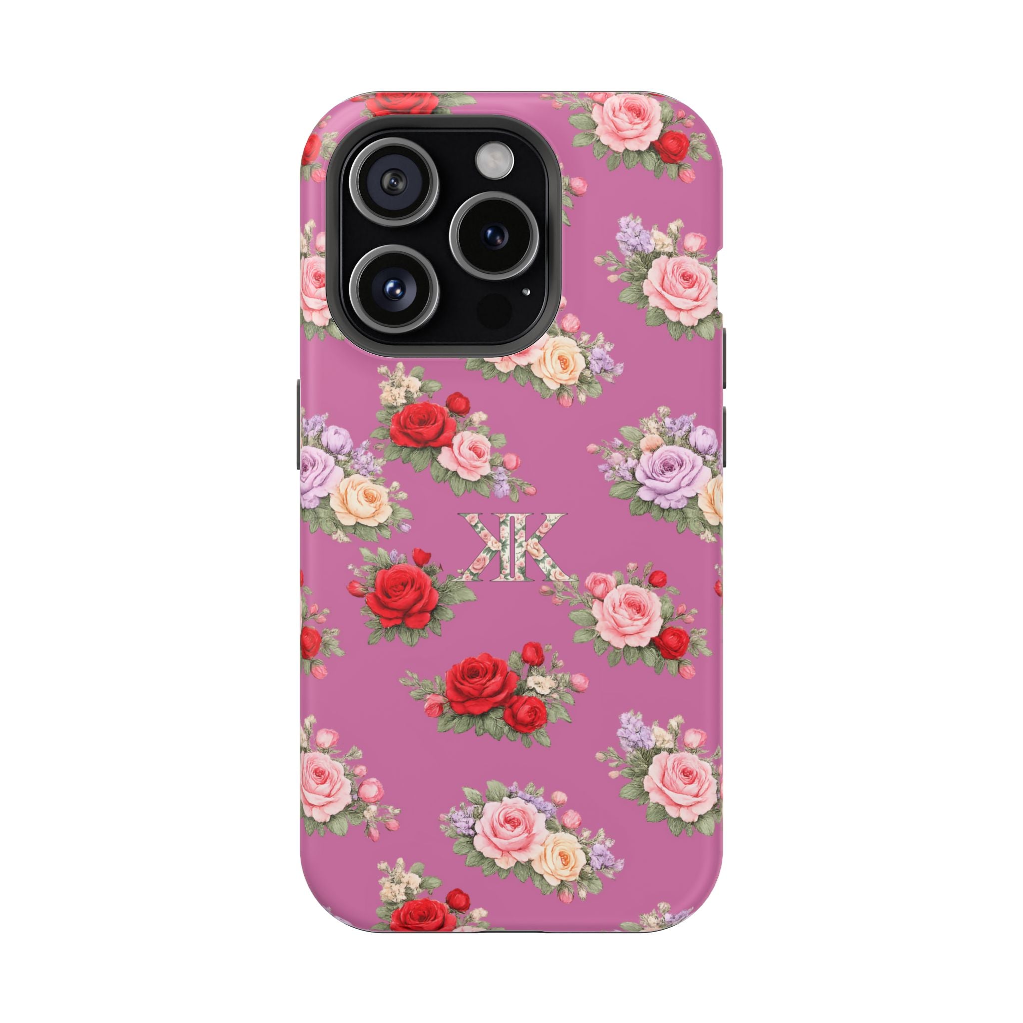 Anthos Collection Light Pink  Vintage Floral Rose Pattern Magnetic Impact-Resistant Phone Case