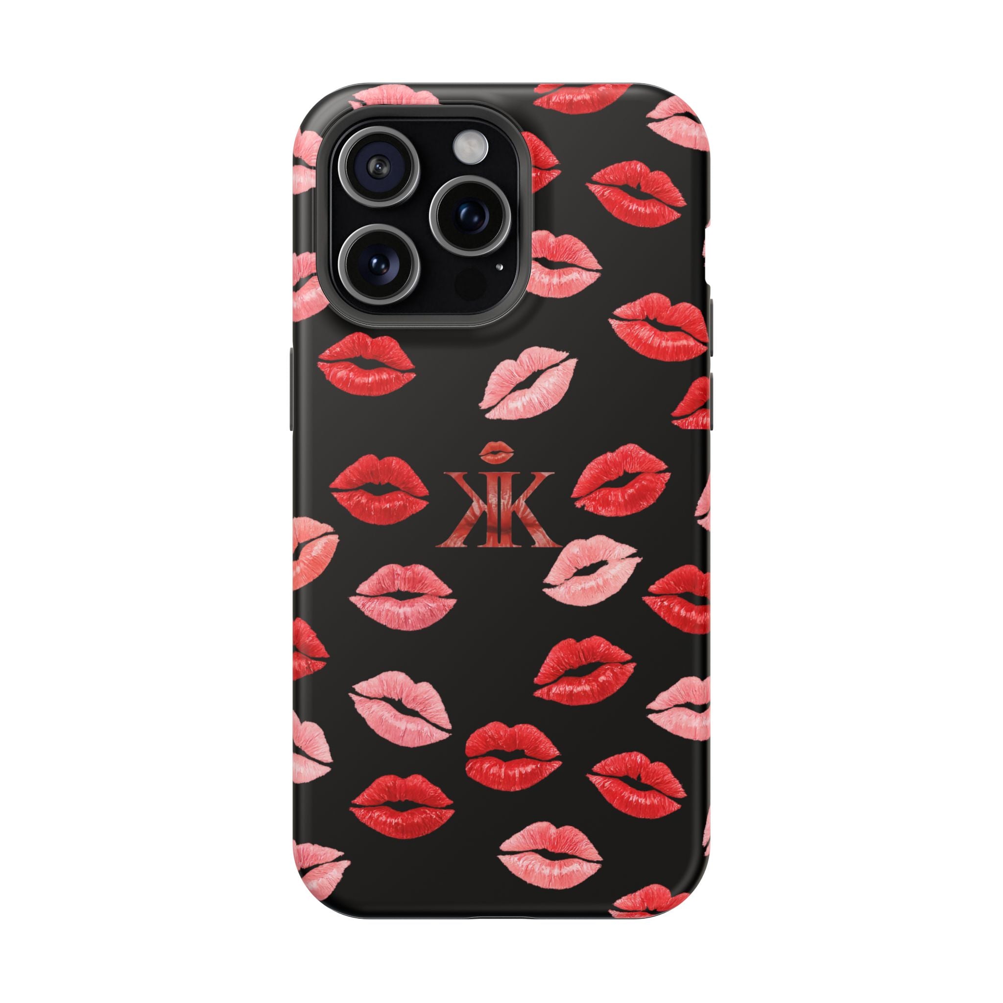 Psyche Collection BLACK - Kiss Pattern Magnetic Impact Phone Case