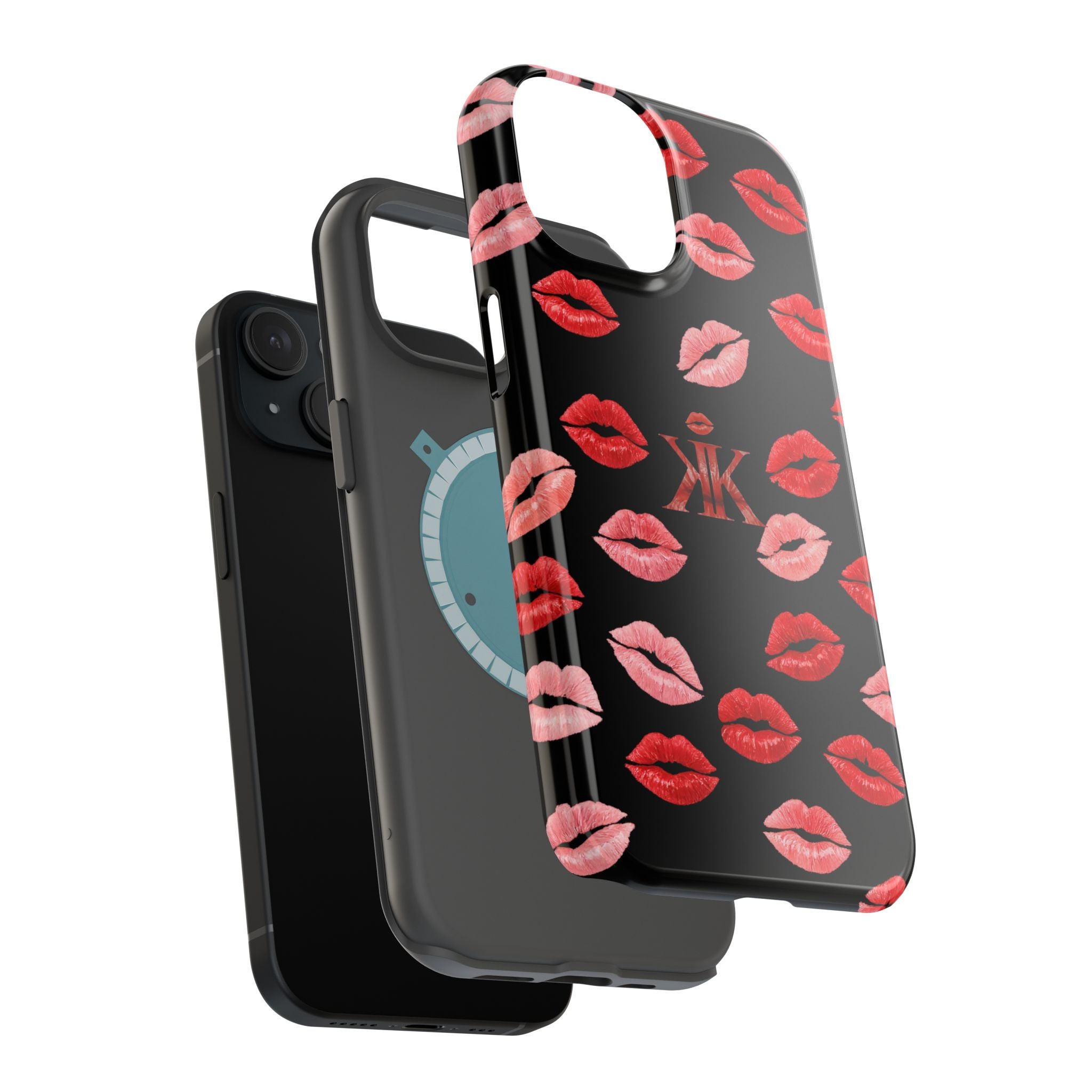 Psyche Collection BLACK - Kiss Pattern Magnetic Impact Phone Case
