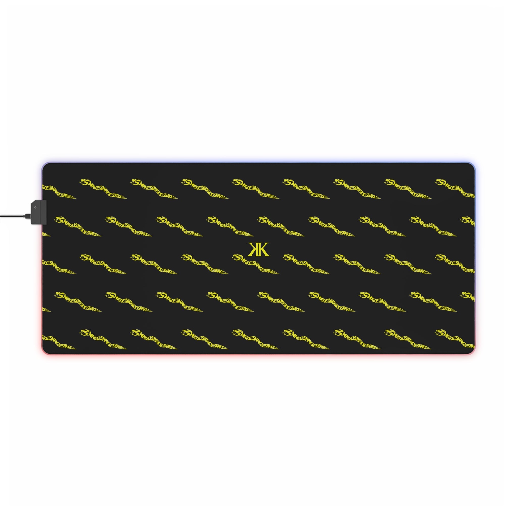 Aspis Collection LED Gaming Mouse Pad — RGB Edge Large Desk Mat with Repeating Lightning Pattern