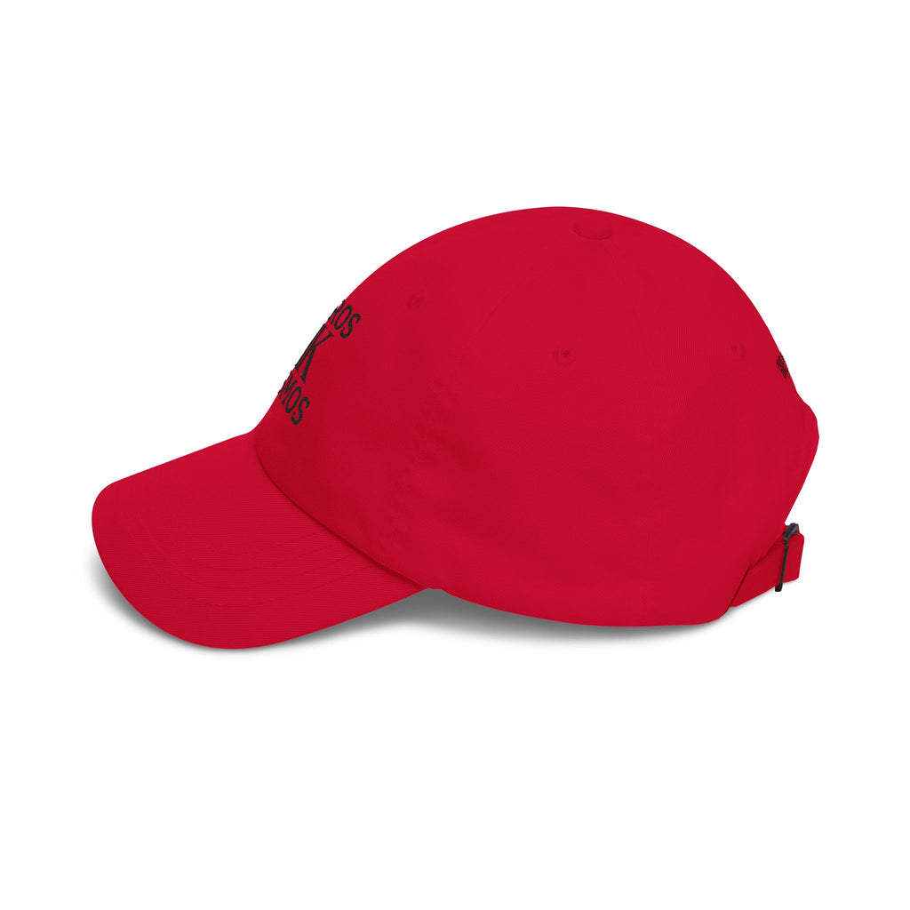 Kairos Kosmos RED Embroidered Cap — "Give No F**ks" Back Text