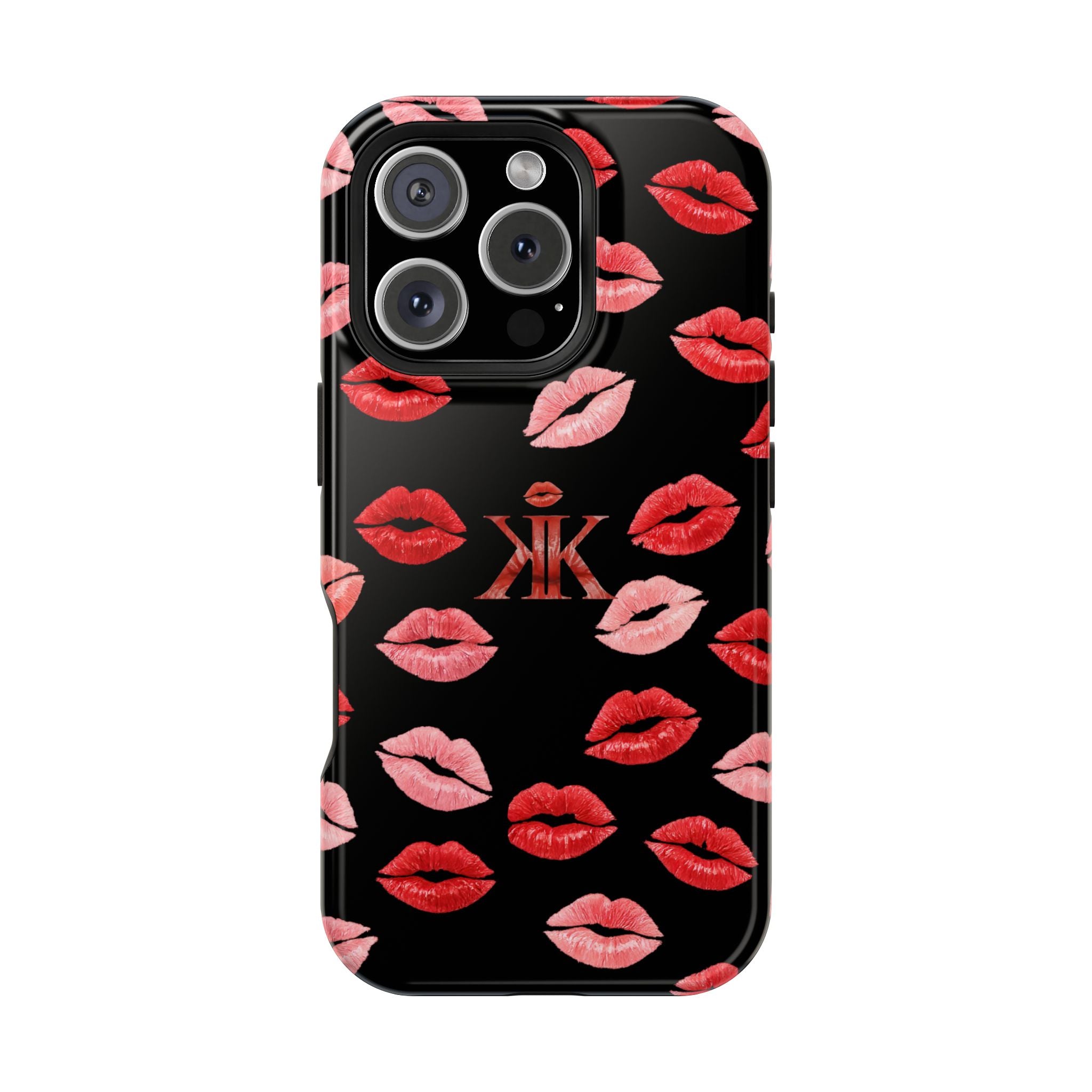 Psyche Collection BLACK - Kiss Pattern Magnetic Impact Phone Case