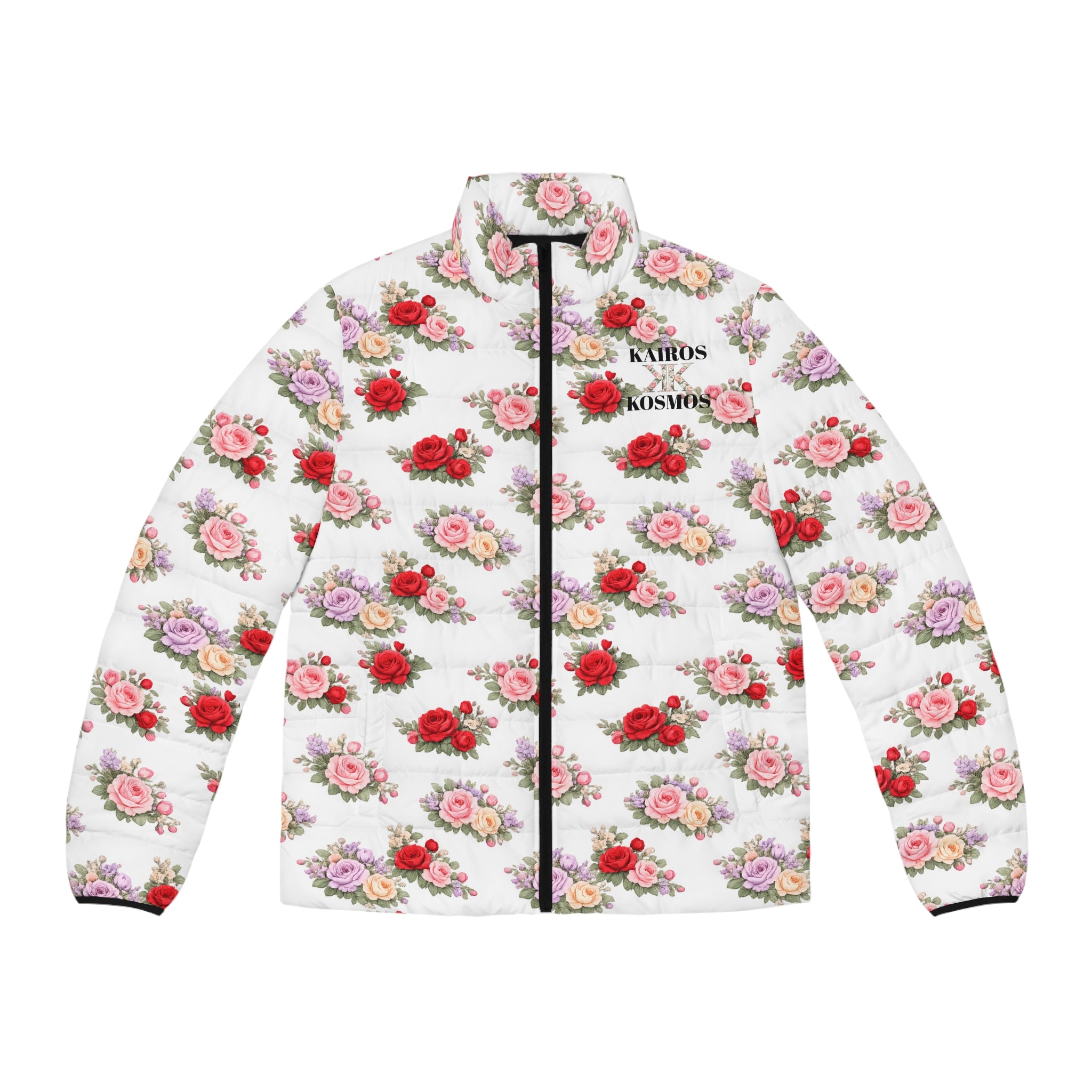 Anthos Collection Floral Puffer Jacket - Vintage Rose All-Over Print