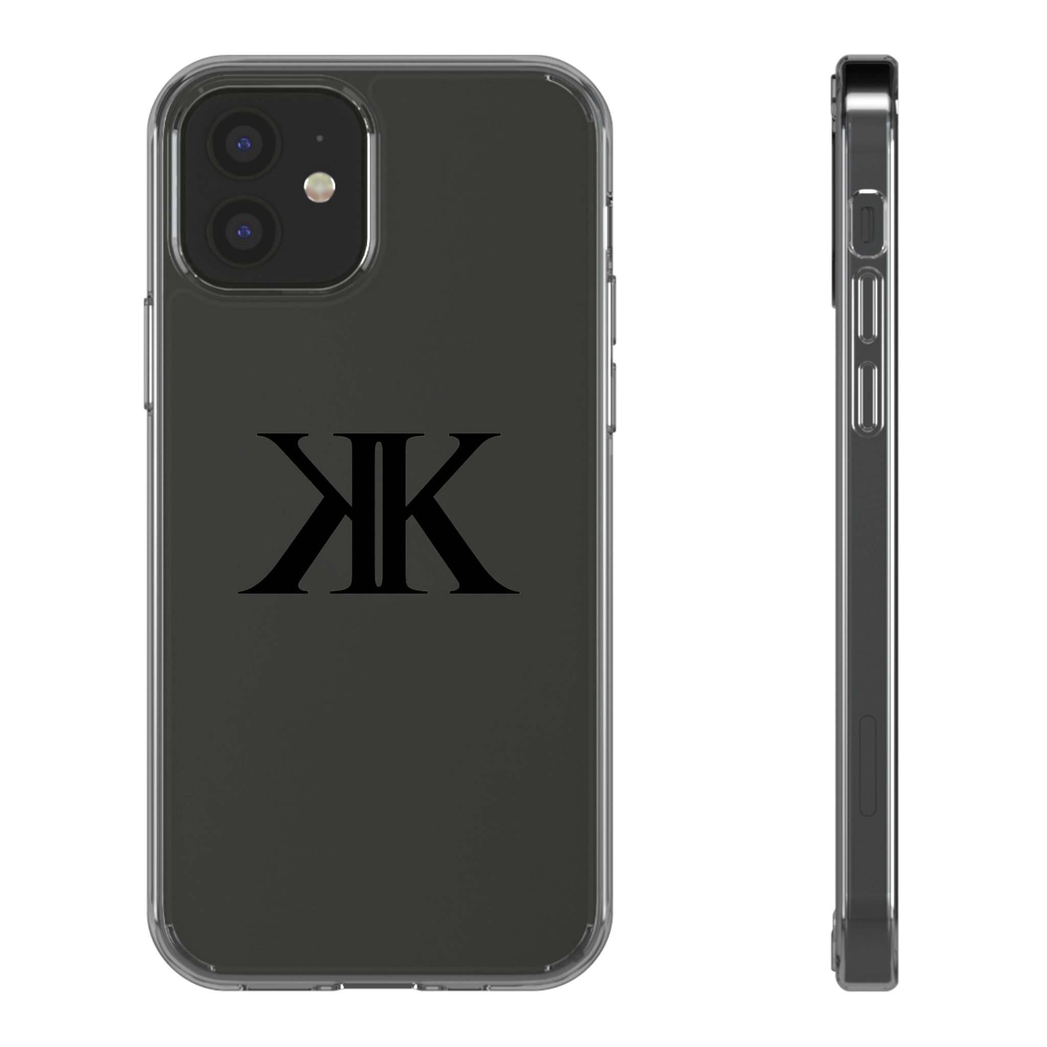 Kairos Kosmos Clear Phone Case — Minimal Black KK Monogram