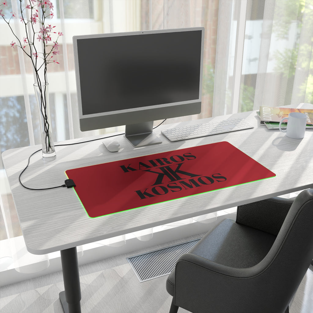 LED Gaming Mouse Pad RED — Kairos Kosmos Logo RGB Desk Mat