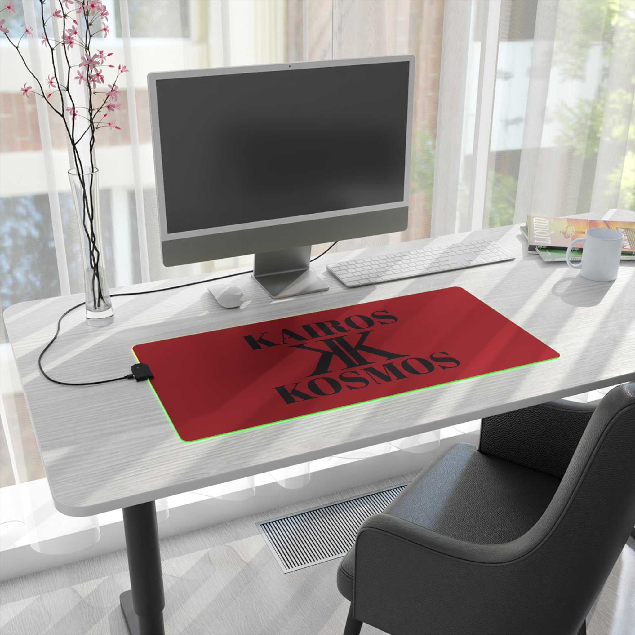 LED Gaming Mouse Pad RED — Kairos Kosmos Logo RGB Desk Mat