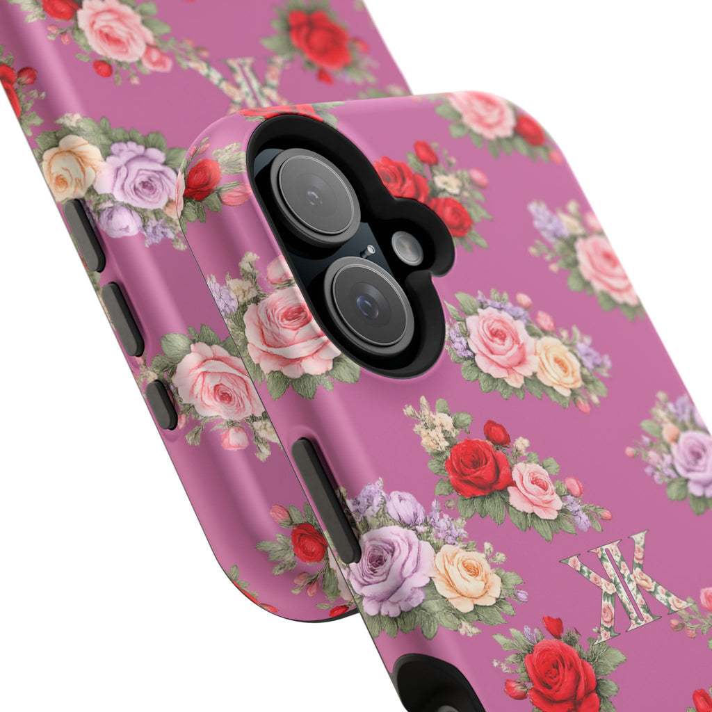 Anthos Collection Light Pink  Vintage Floral Rose Pattern Magnetic Impact-Resistant Phone Case