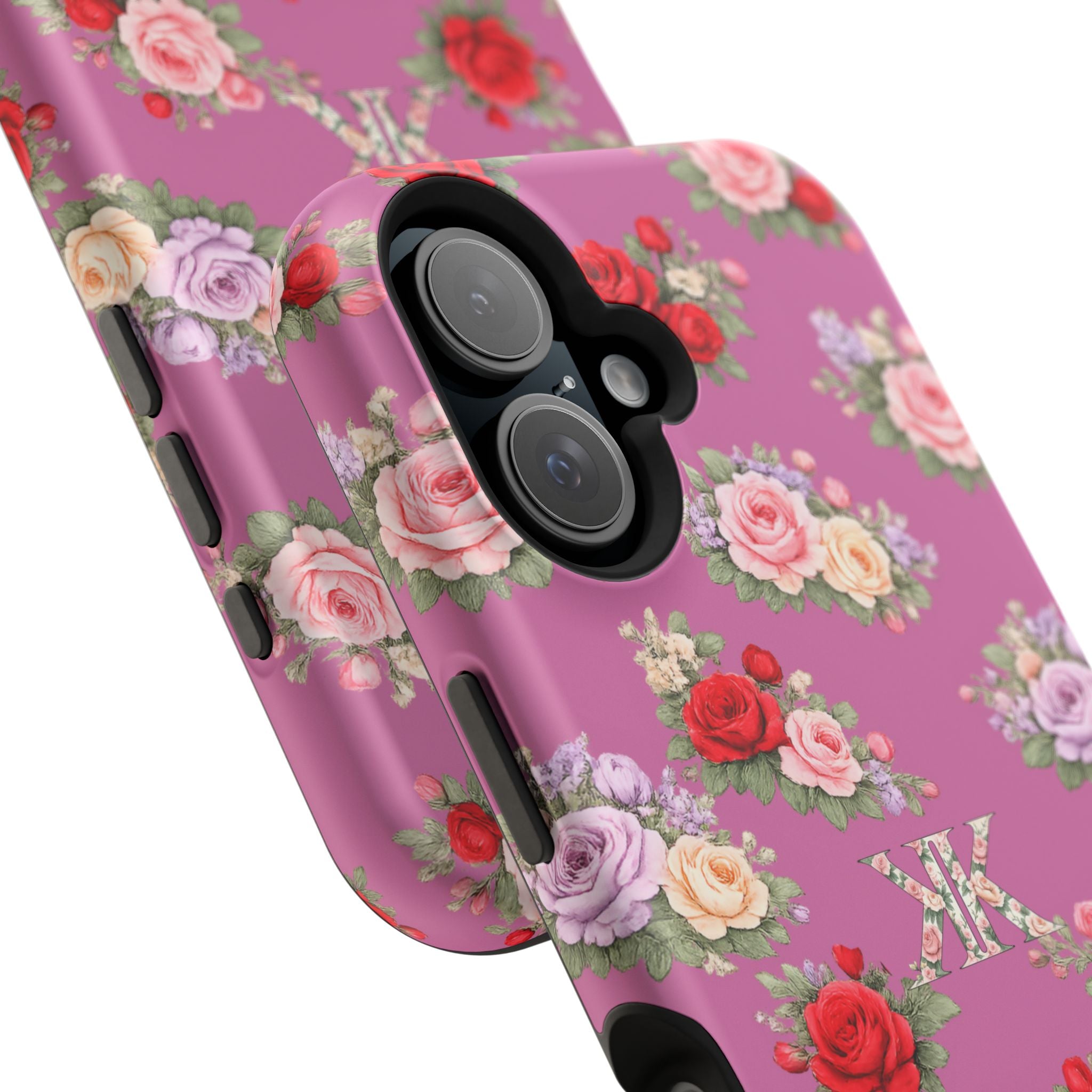 Anthos Collection Light Pink  Vintage Floral Rose Pattern Magnetic Impact-Resistant Phone Case