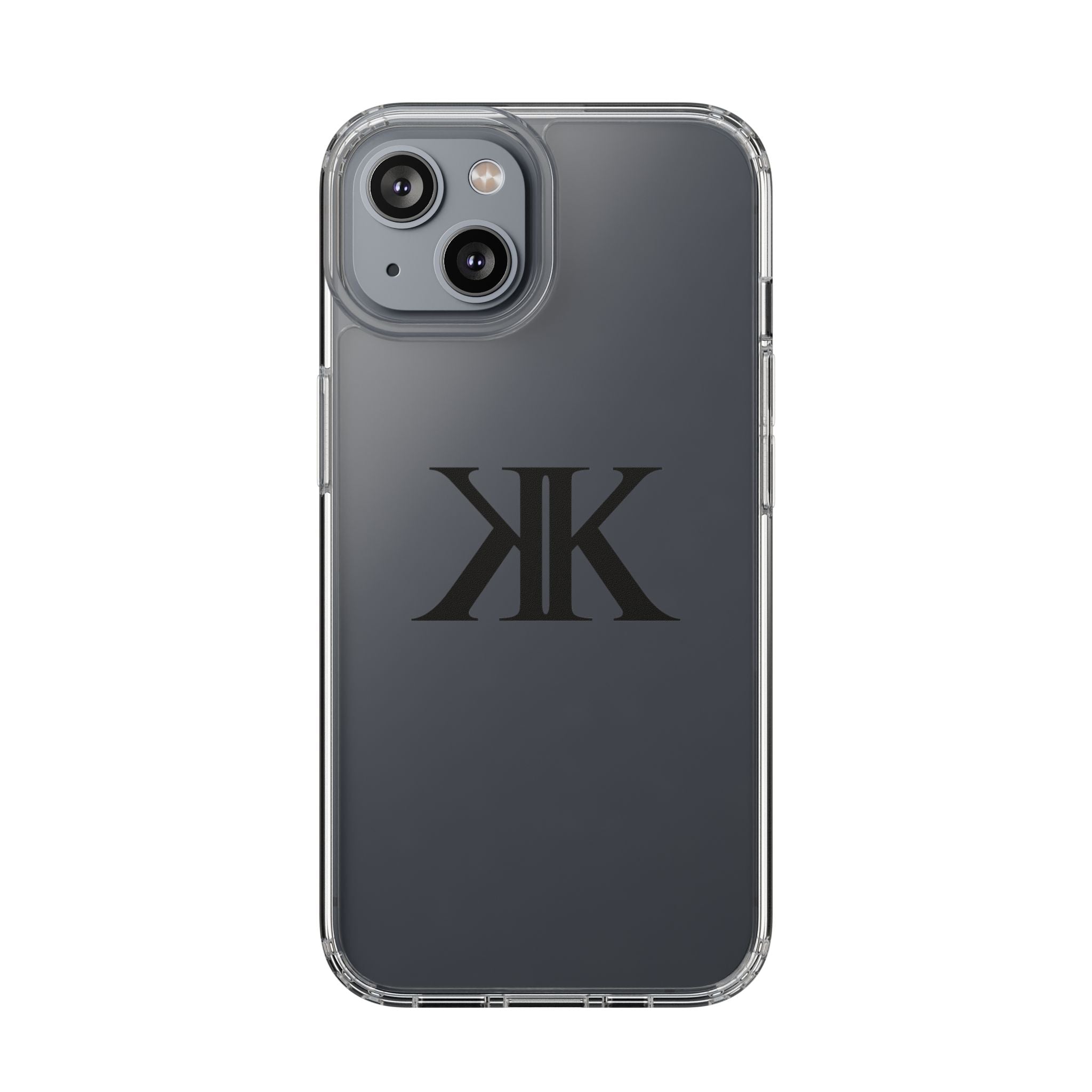 Kairos Kosmos Clear Phone Case — Minimal Black KK Monogram