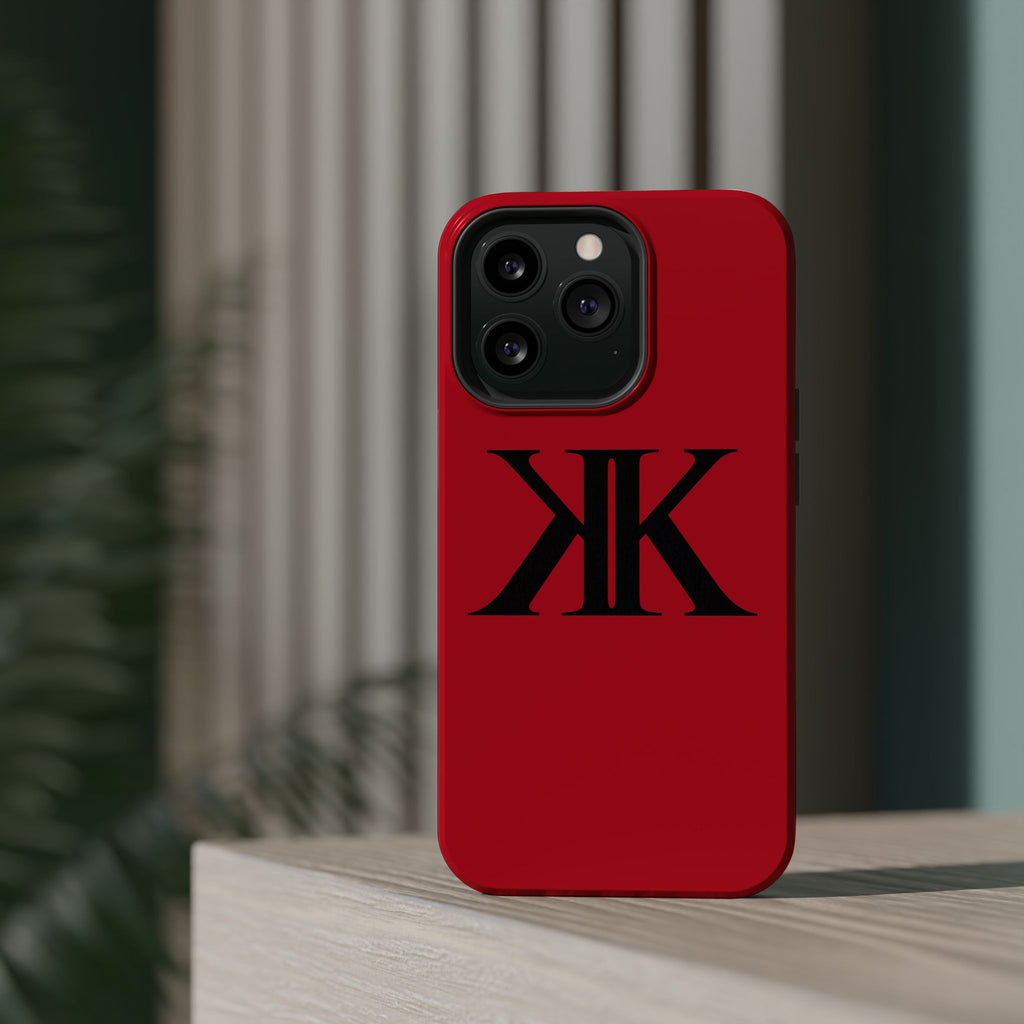 Magnetic Impact-Resistant RED Case with Bold KK Monogram