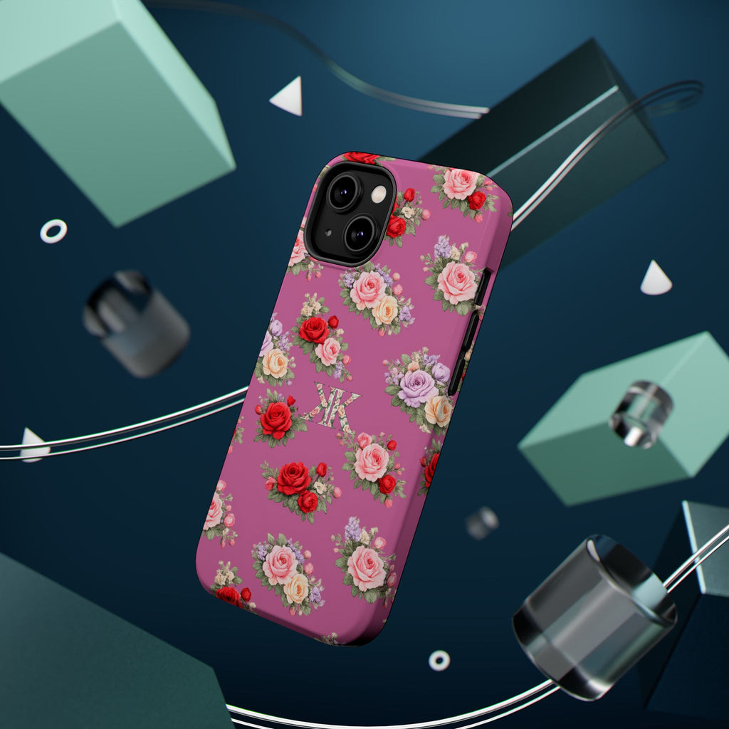 Anthos Collection Light Pink  Vintage Floral Rose Pattern Magnetic Impact-Resistant Phone Case
