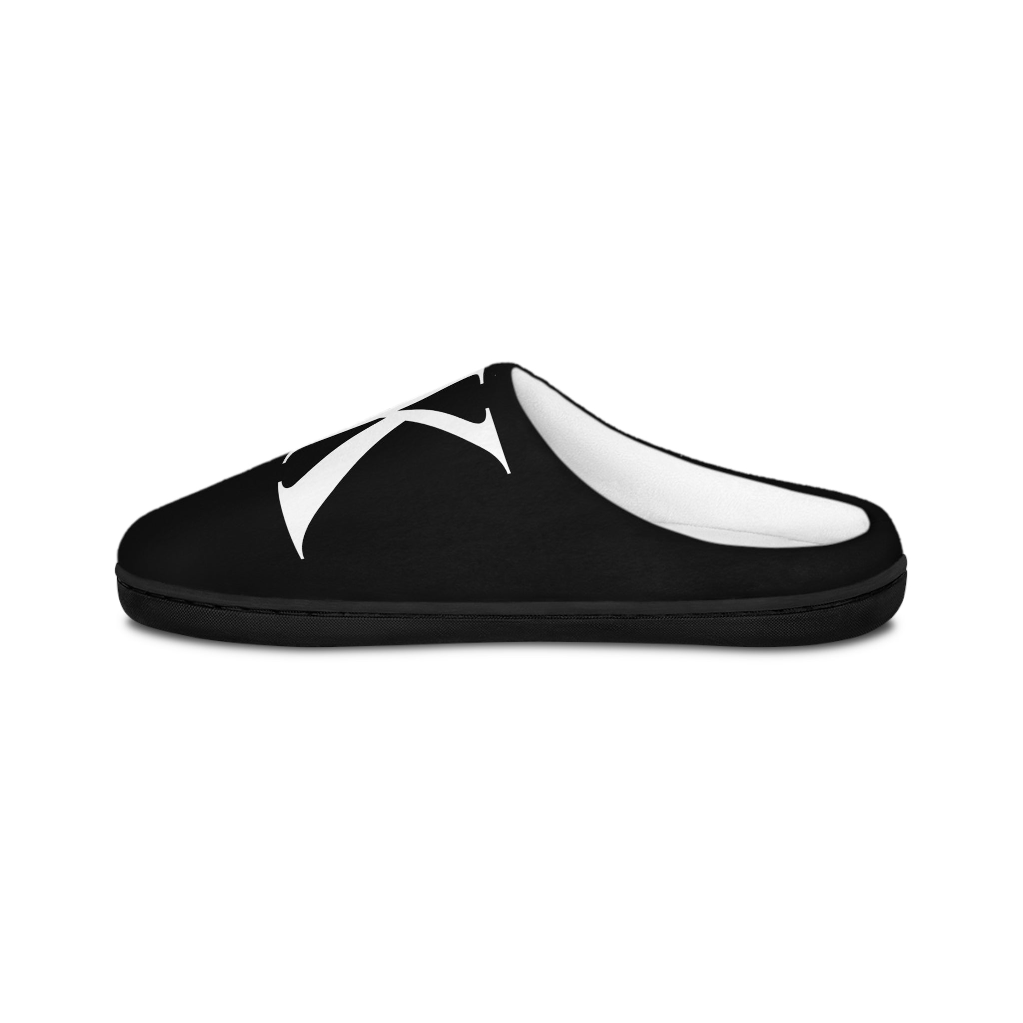 Men's BLACK Monogram Indoor Slippers — Comfort House Shoes with White 'KK' Logo