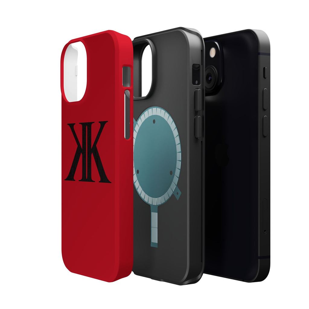 Magnetic Impact-Resistant RED Case with Bold KK Monogram