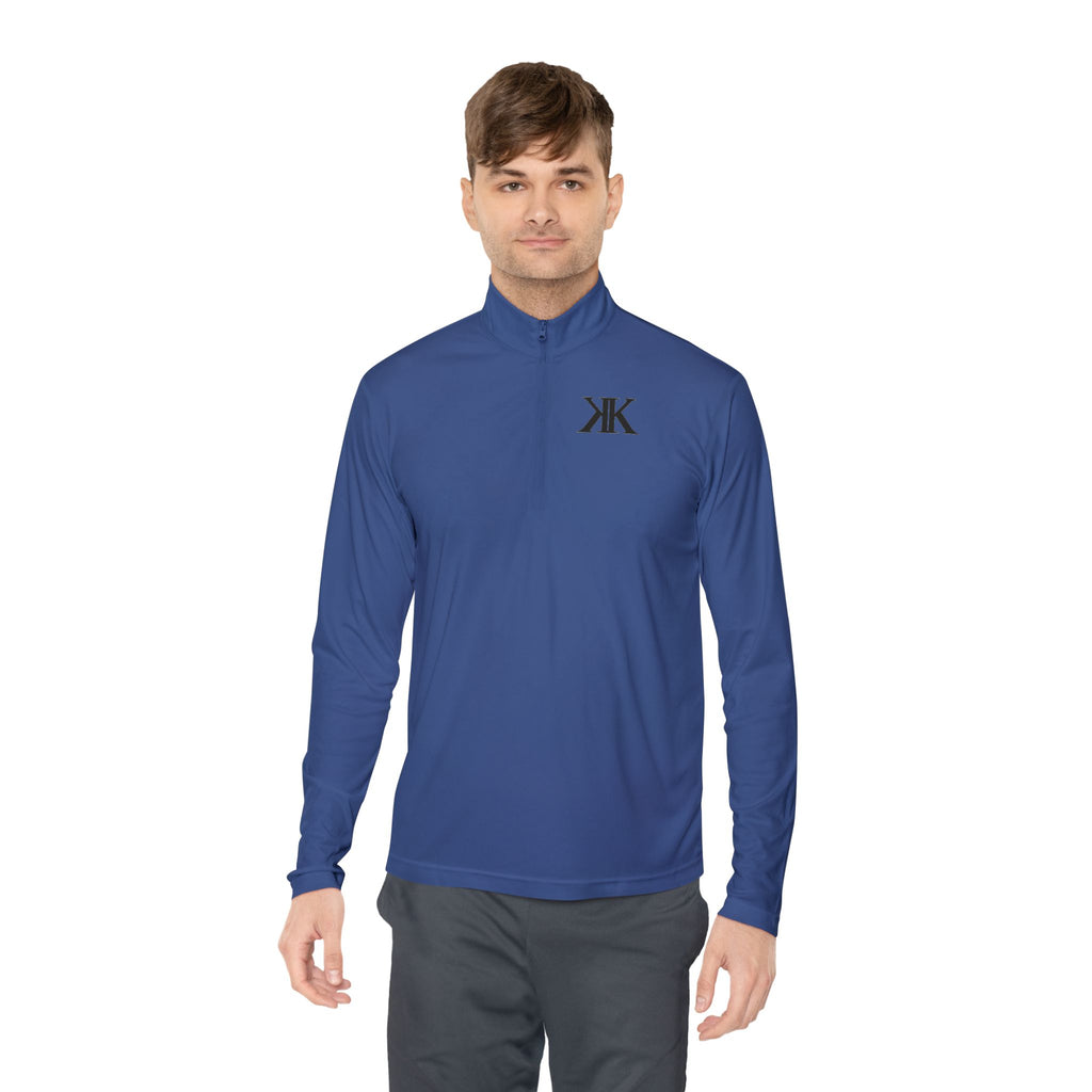 Quarter-Zip Pullover — Minimal Black KK Logo Athletic Pullover