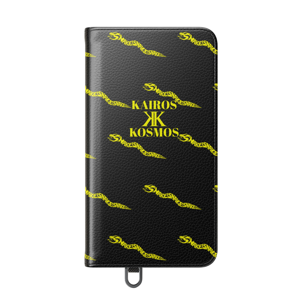 Aspis Collection Flip Case Phone Wallet — Black & Gold Kairos Kosmos Pattern