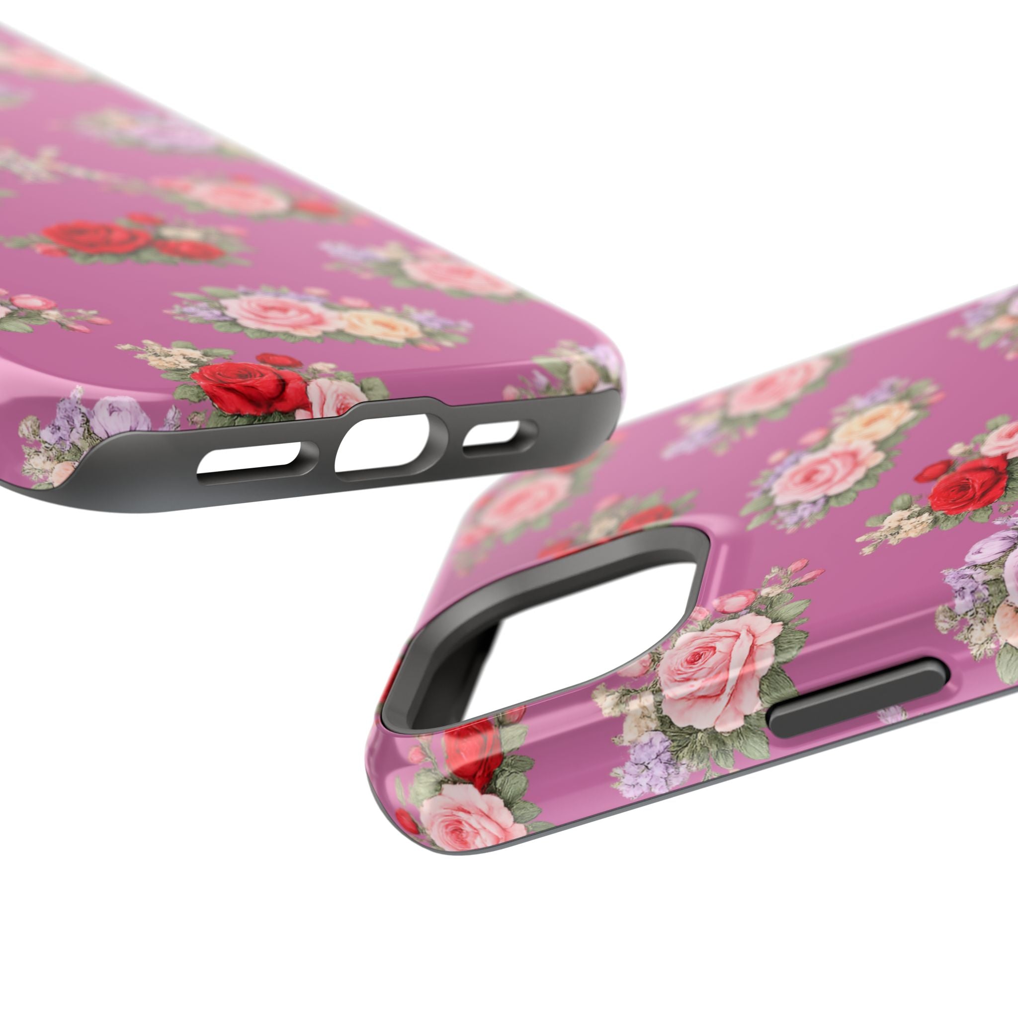 Anthos Collection Light Pink  Vintage Floral Rose Pattern Magnetic Impact-Resistant Phone Case