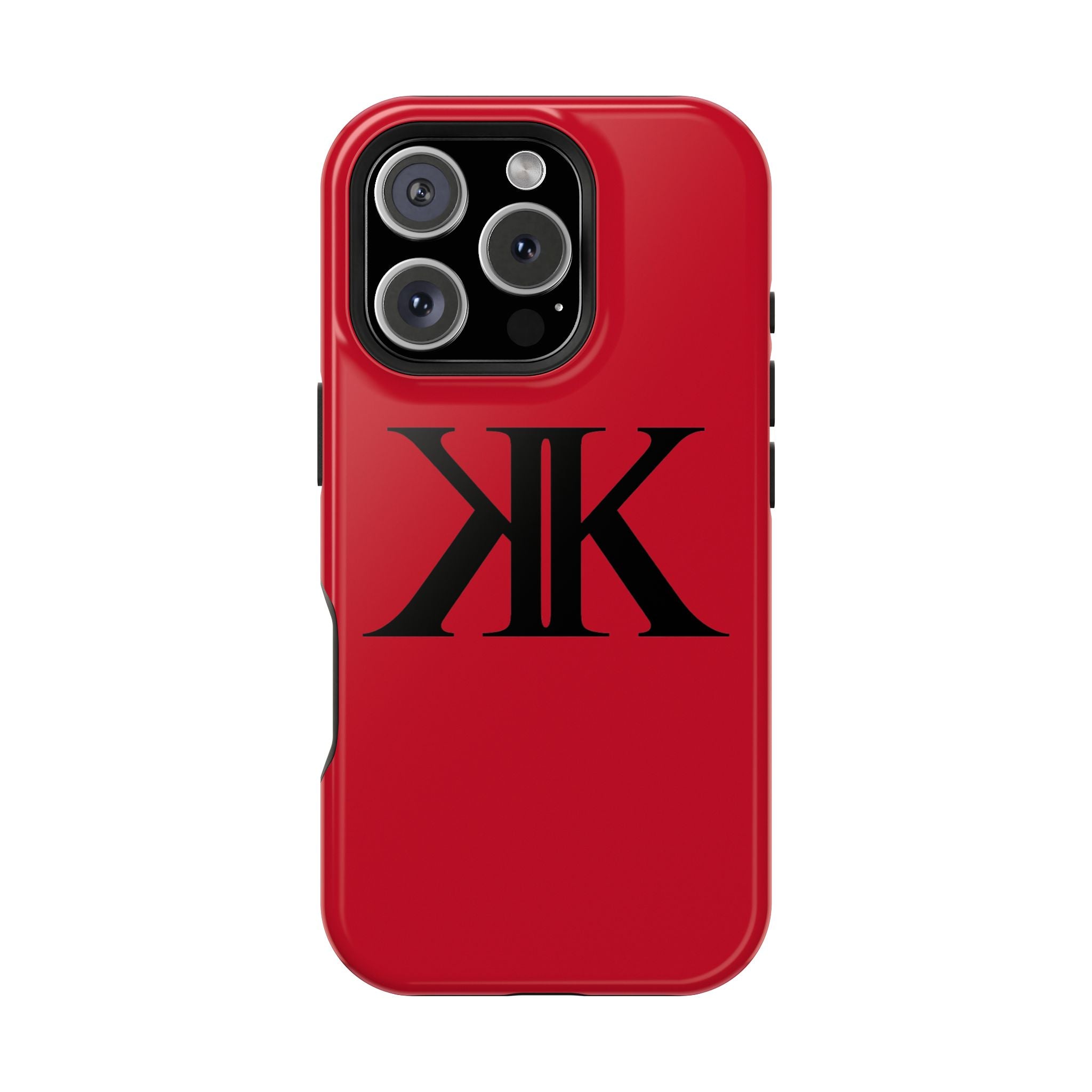 Magnetic Impact-Resistant RED Case with Bold KK Monogram