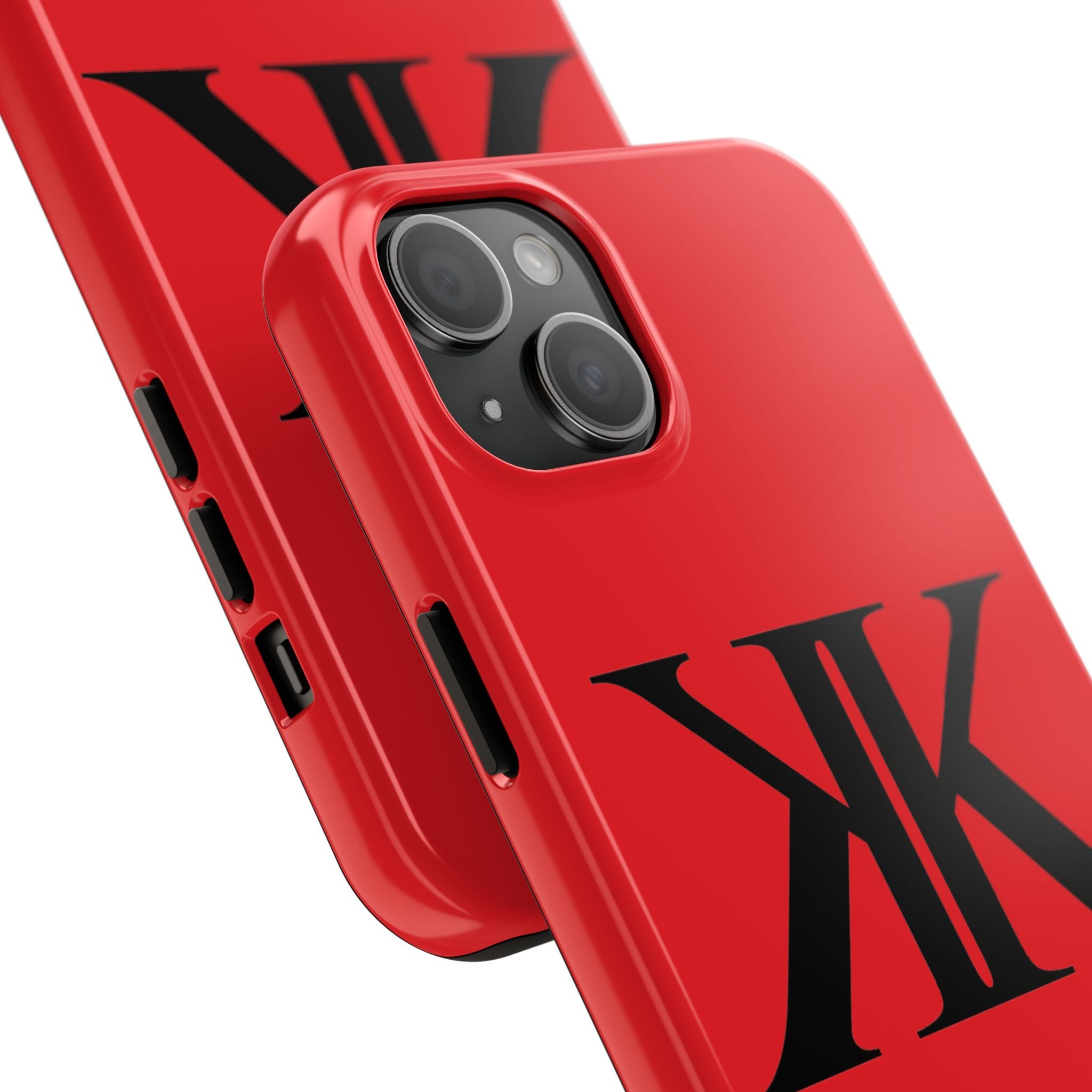 Monogram 'KK' RED Tough Phone Case — Minimal Black Initials Protective Cover