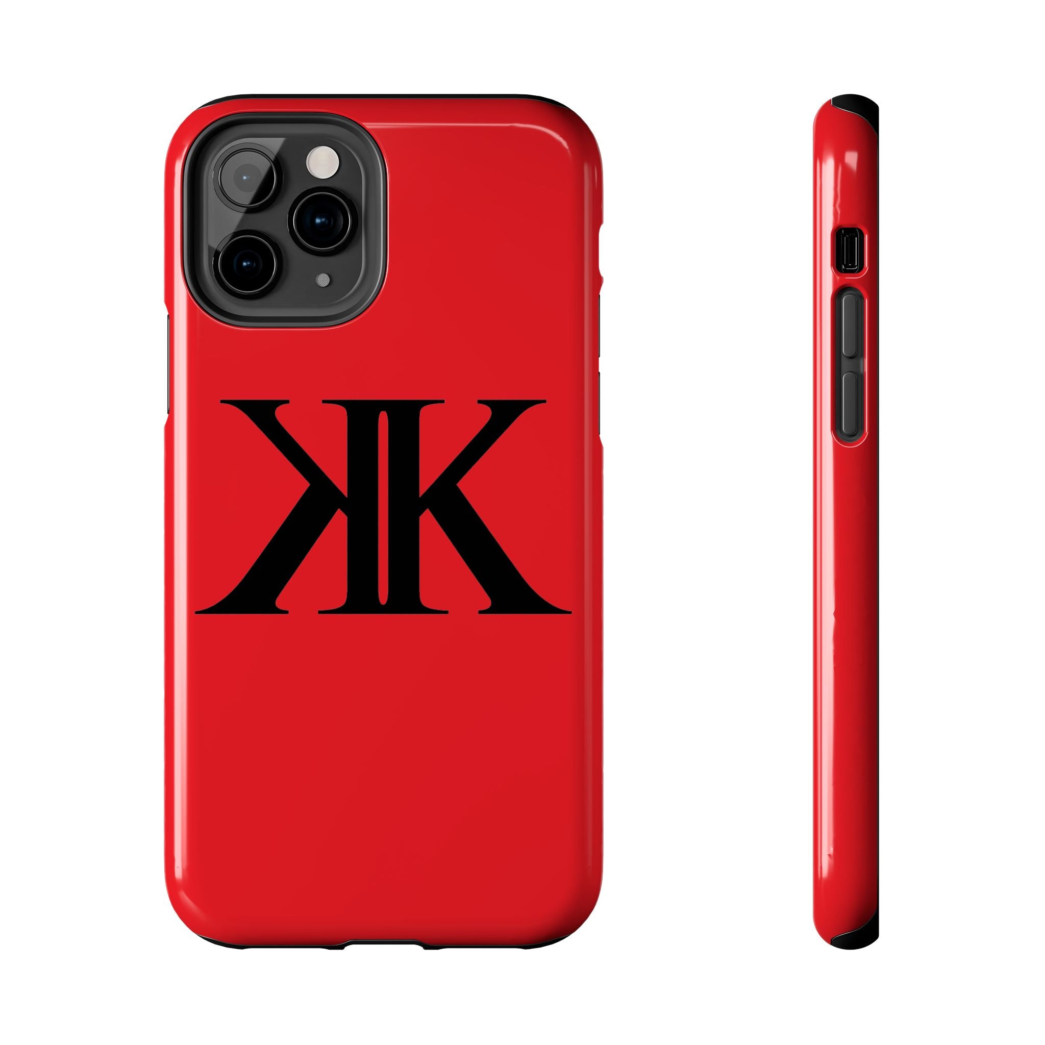 Monogram 'KK' RED Tough Phone Case — Minimal Black Initials Protective Cover