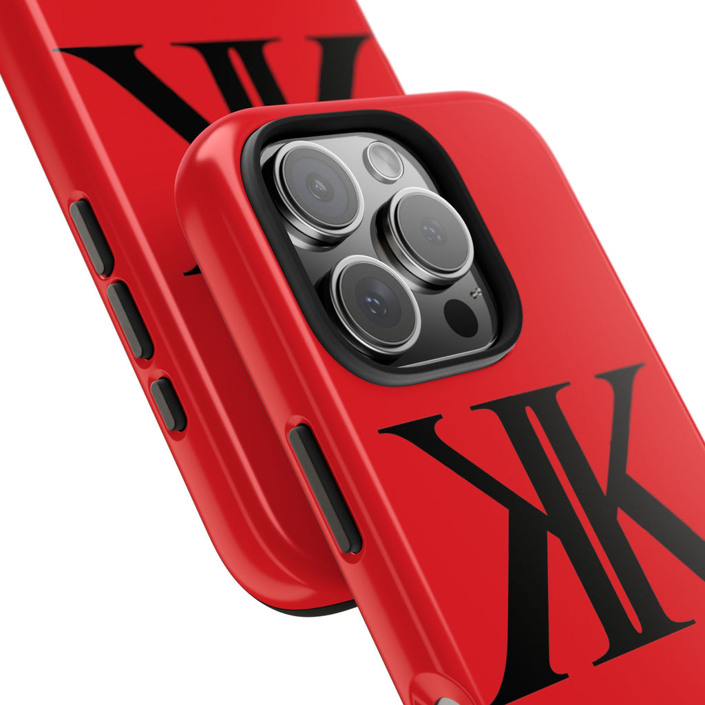 Monogram 'KK' RED Tough Phone Case — Minimal Black Initials Protective Cover