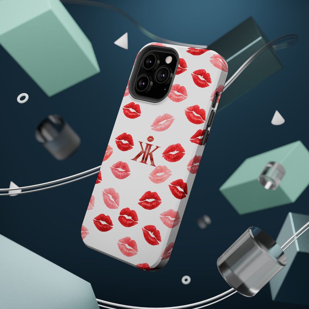 Psyche Collection White - Kiss Pattern Magnetic Impact Phone Case