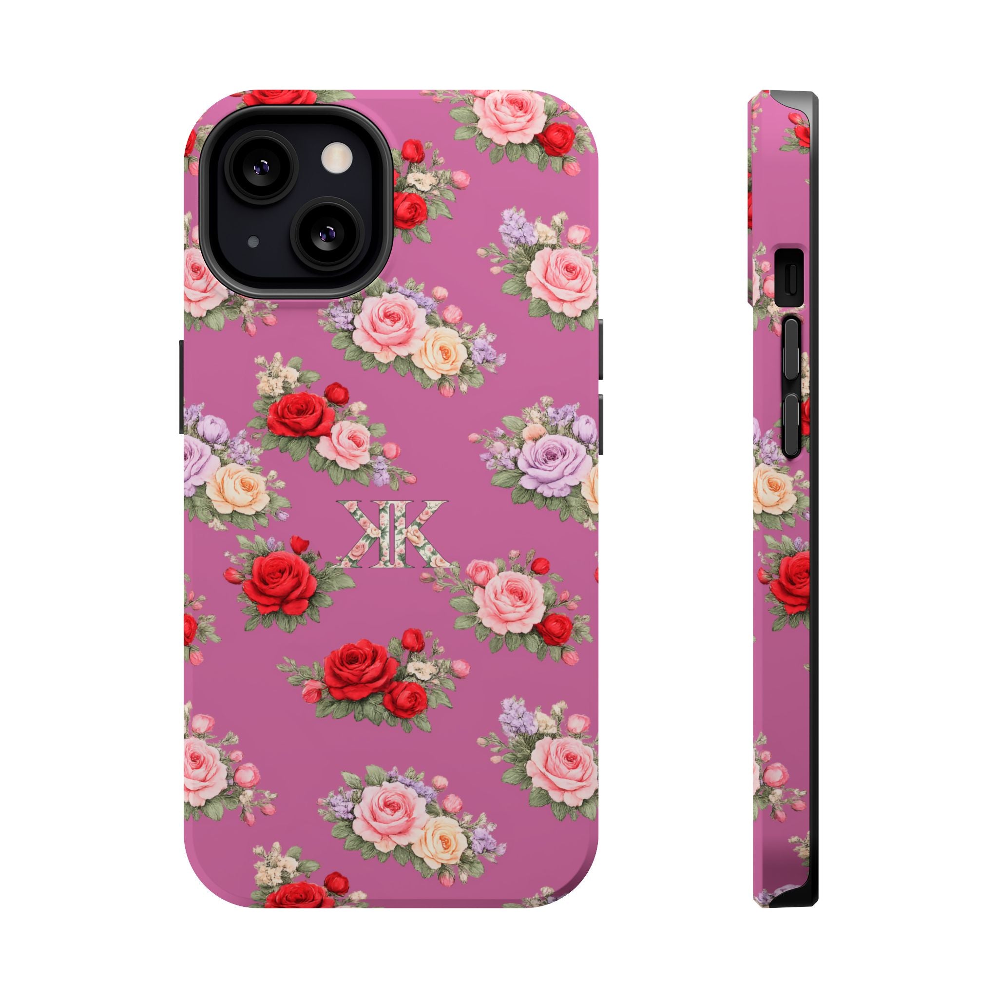 Anthos Collection Light Pink  Vintage Floral Rose Pattern Magnetic Impact-Resistant Phone Case