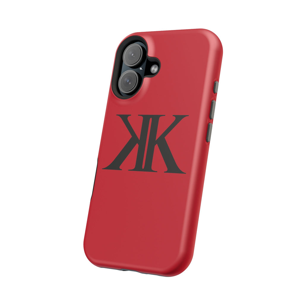 Magnetic Impact-Resistant RED Case with Bold KK Monogram