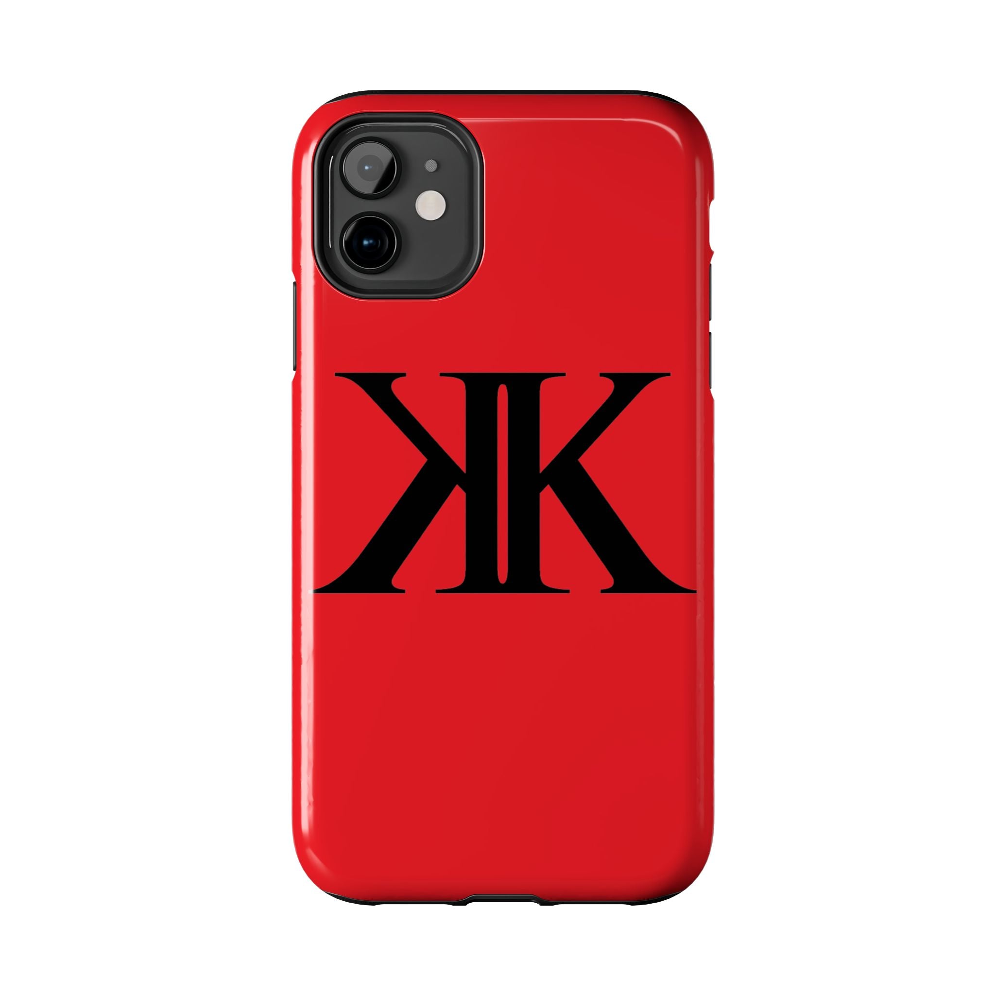 Monogram 'KK' RED Tough Phone Case — Minimal Black Initials Protective Cover