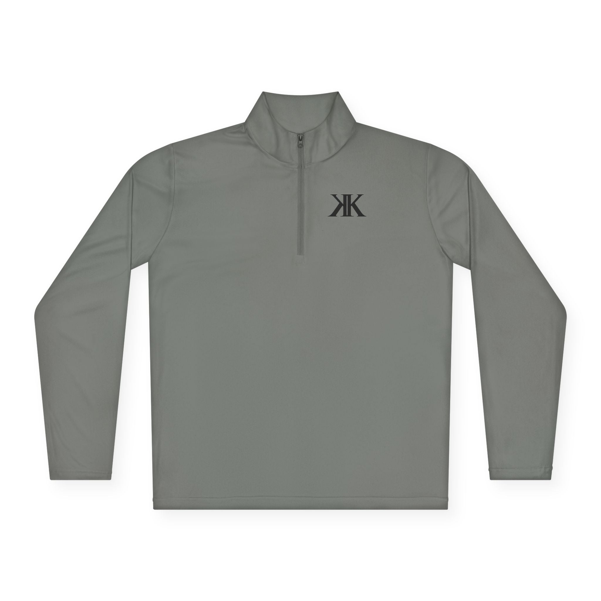 Quarter-Zip Pullover — Minimal Black KK Logo Athletic Pullover