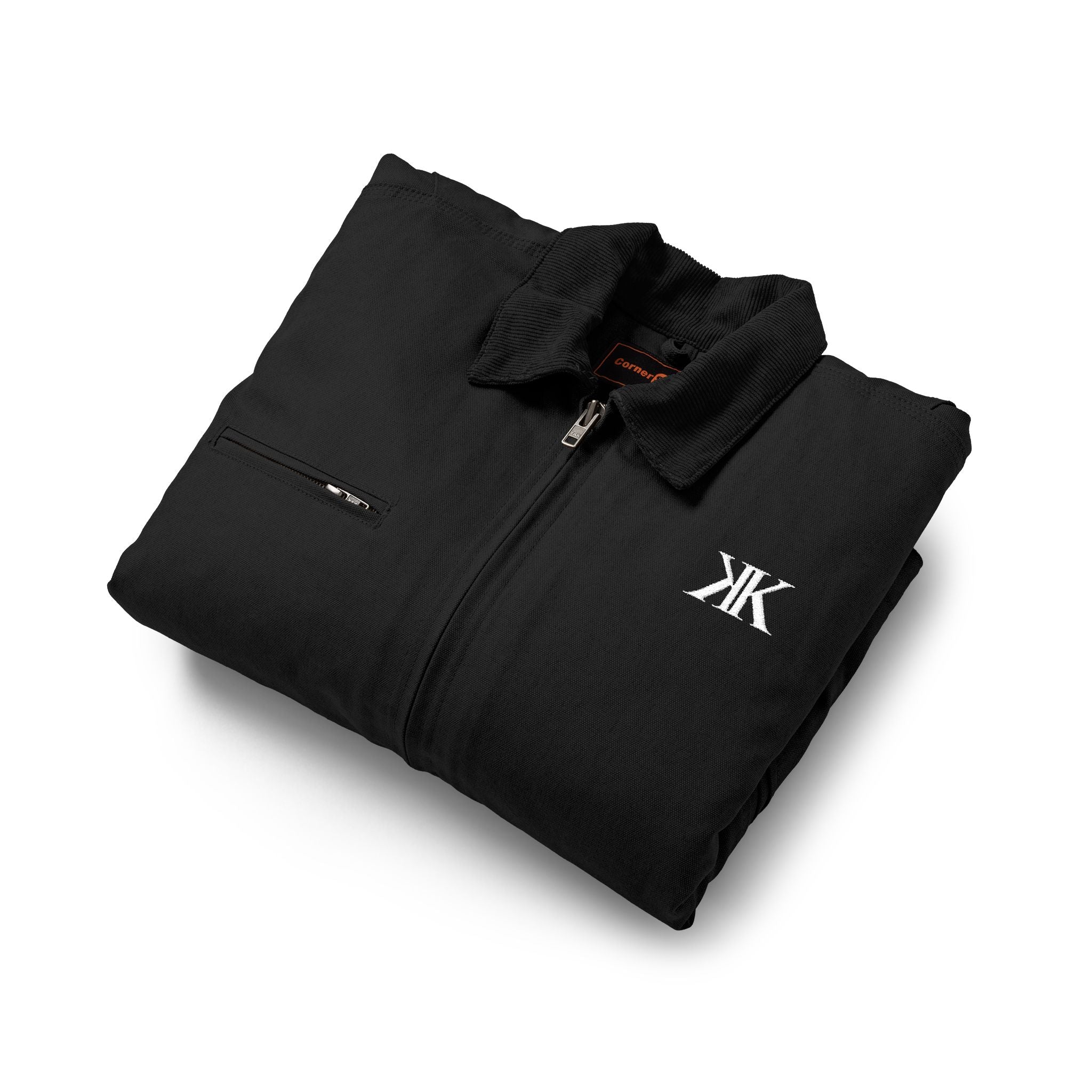 Embroidered Duck Cloth Work BLACK Jacket — Durable Brown Carpenter/Workwear Coat