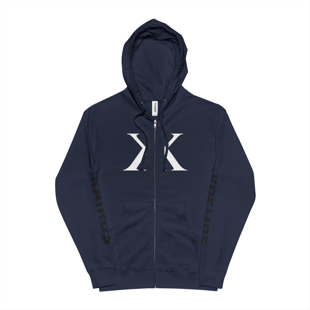K K Monogram Zip-Up Hoodie — Minimalist Logo Fleece Jacket