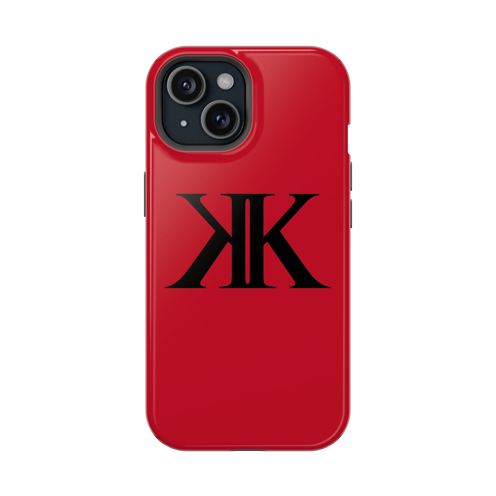 Magnetic Impact-Resistant RED Case with Bold KK Monogram