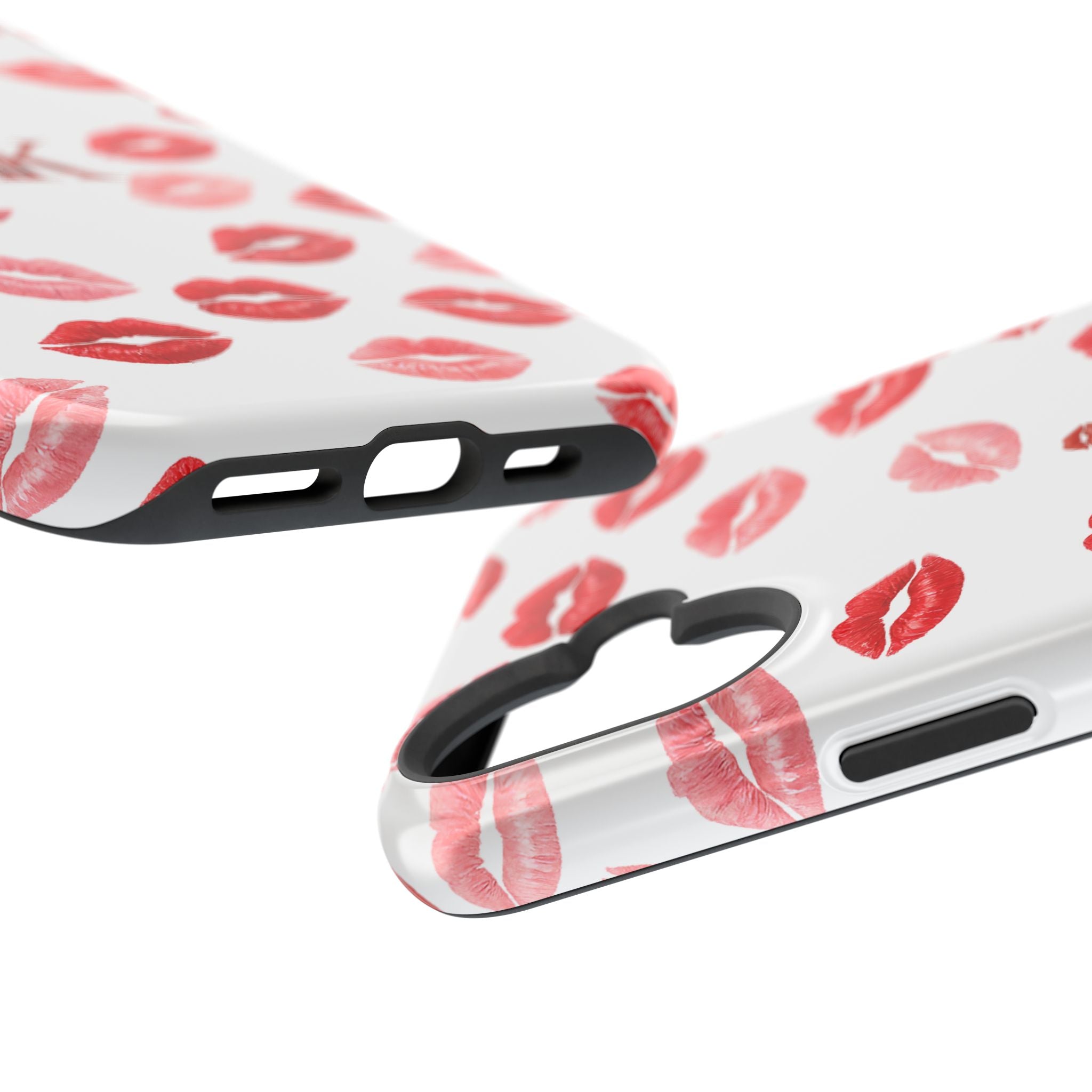 Psyche Collection White - Kiss Pattern Magnetic Impact Phone Case