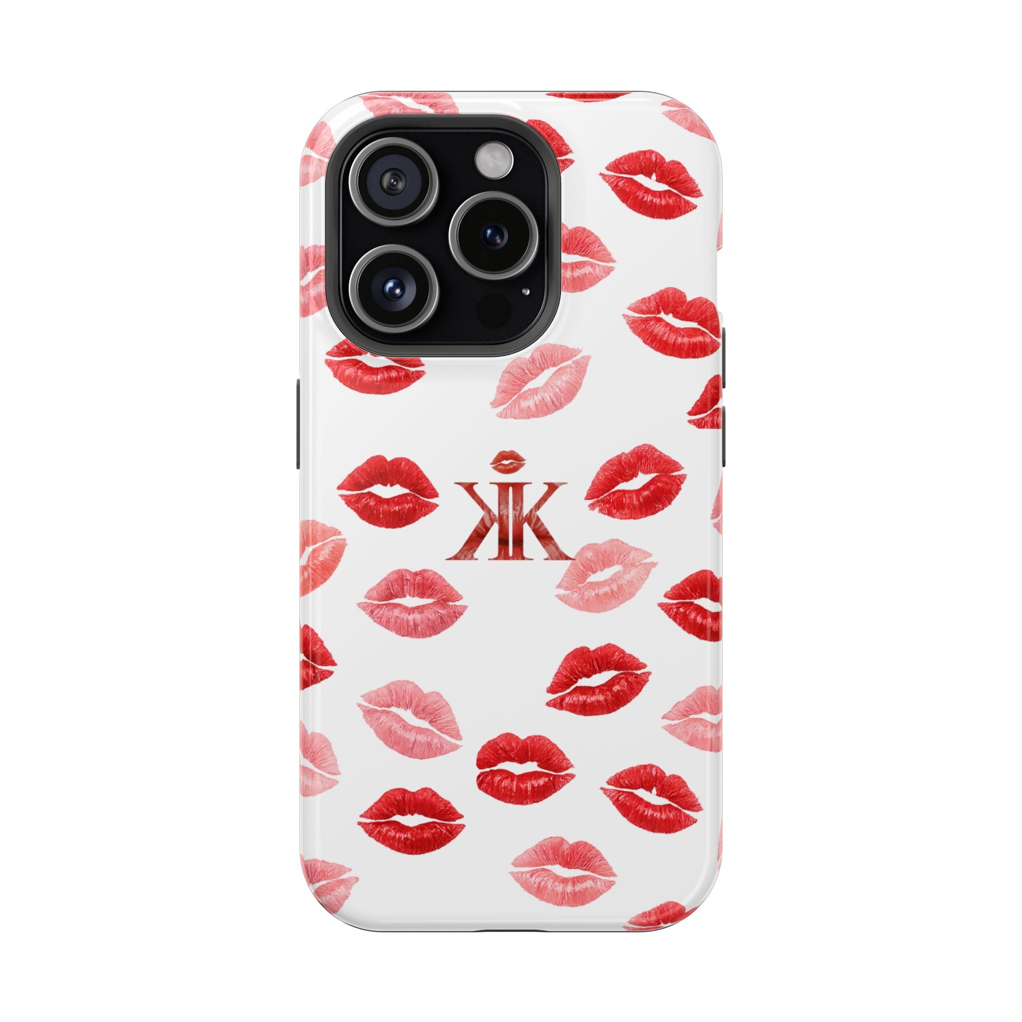 Psyche Collection White - Kiss Pattern Magnetic Impact Phone Case