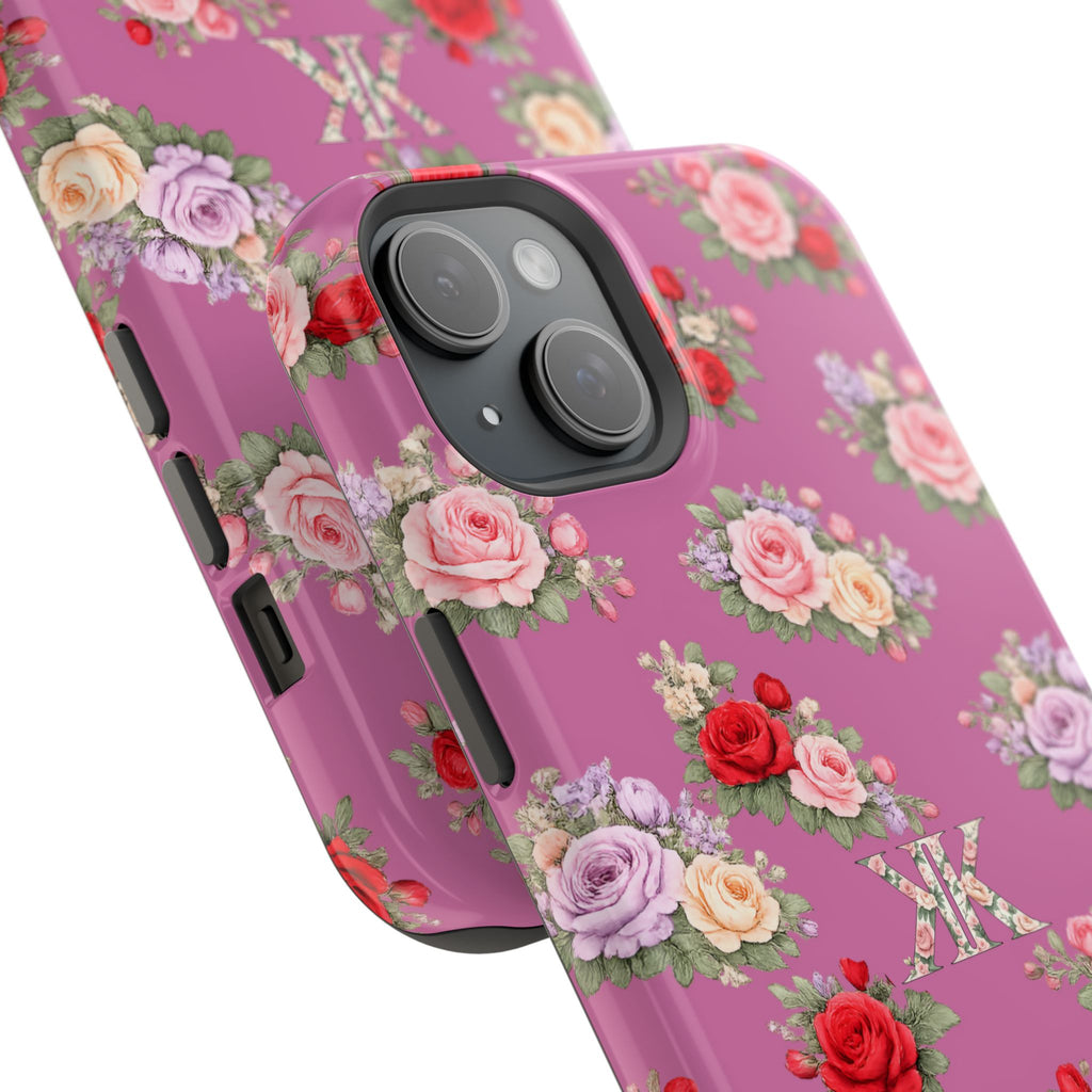 Anthos Collection Light Pink  Vintage Floral Rose Pattern Magnetic Impact-Resistant Phone Case