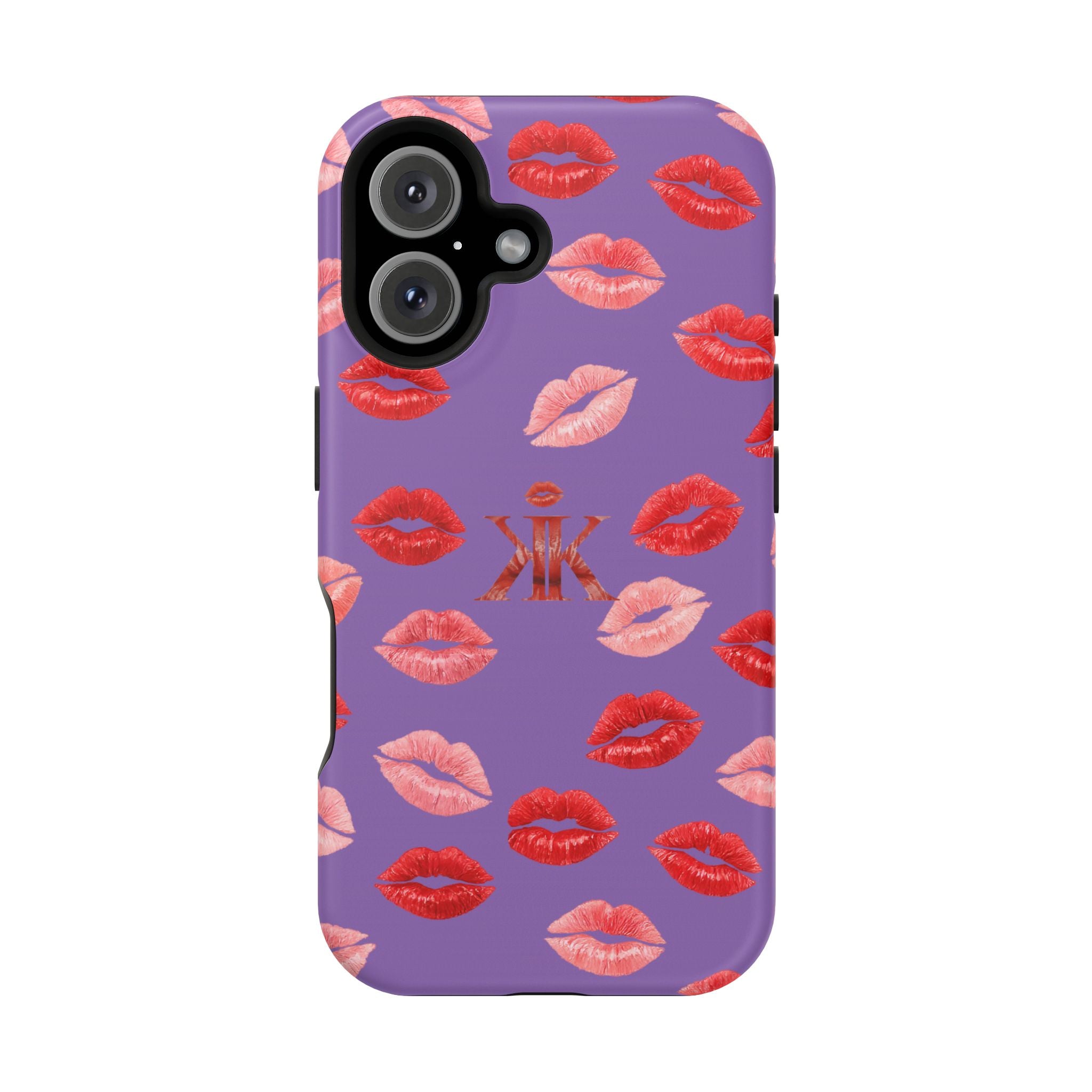 Psyche Collection Light Purple - Kiss Pattern Magnetic Impact Phone Case