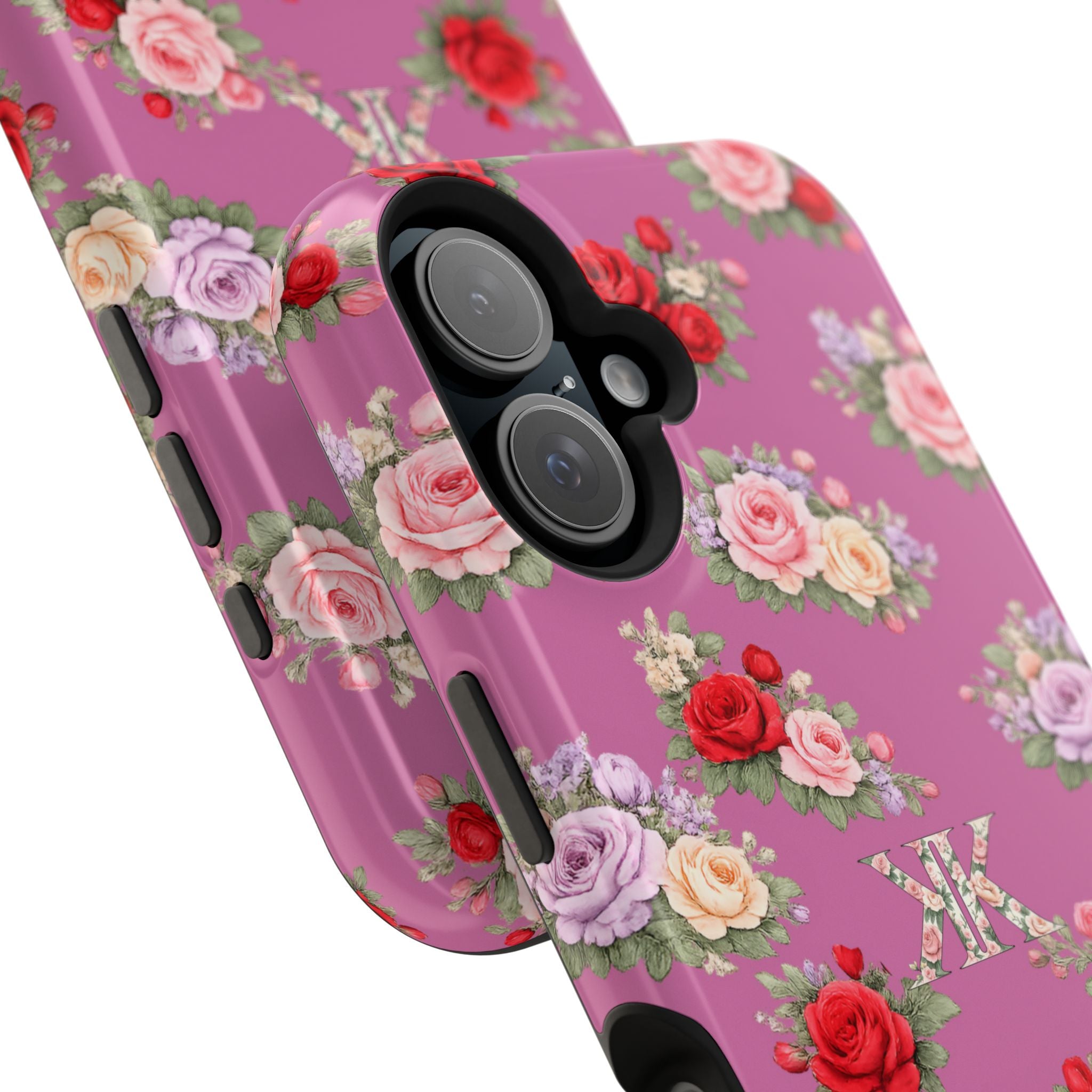 Anthos Collection Light Pink  Vintage Floral Rose Pattern Magnetic Impact-Resistant Phone Case