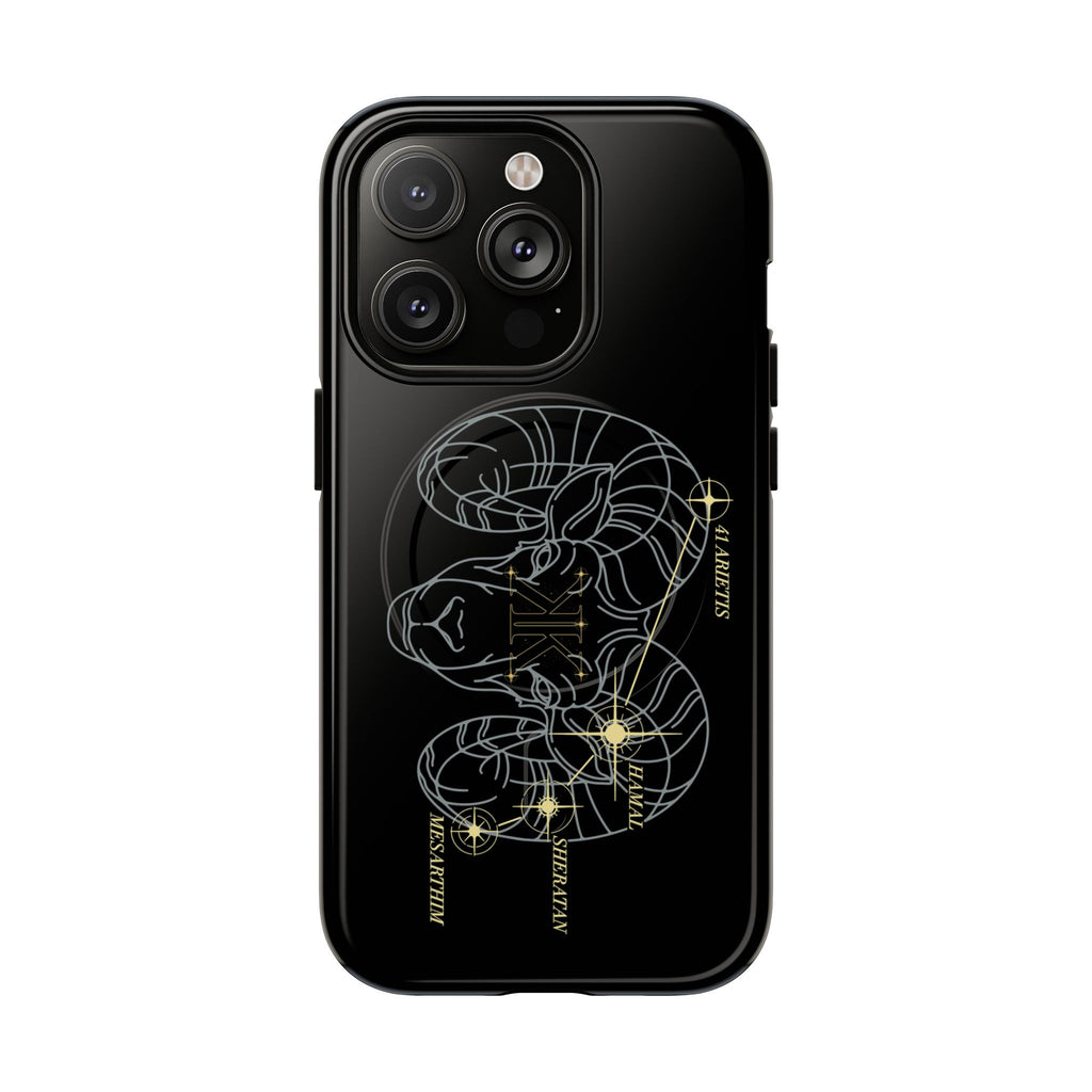 Aether Collection BLACK Aries Tough Magnetic Phone Case — Minimal Zodiac Design