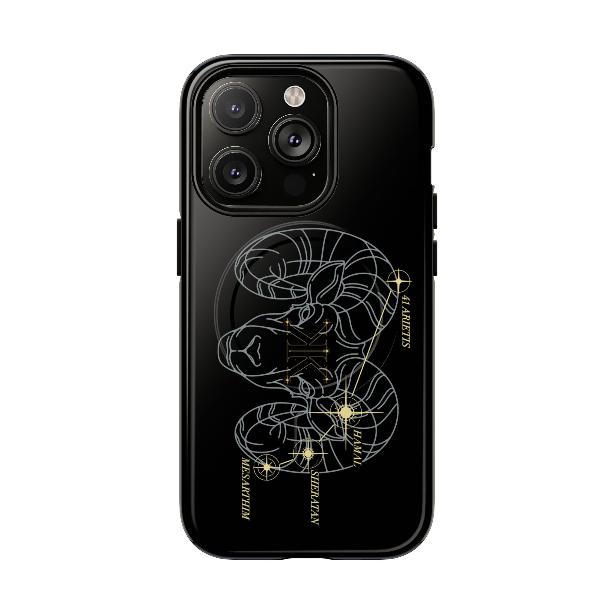 Aether Collection BLACK Aries Tough Magnetic Phone Case — Minimal Zodiac Design