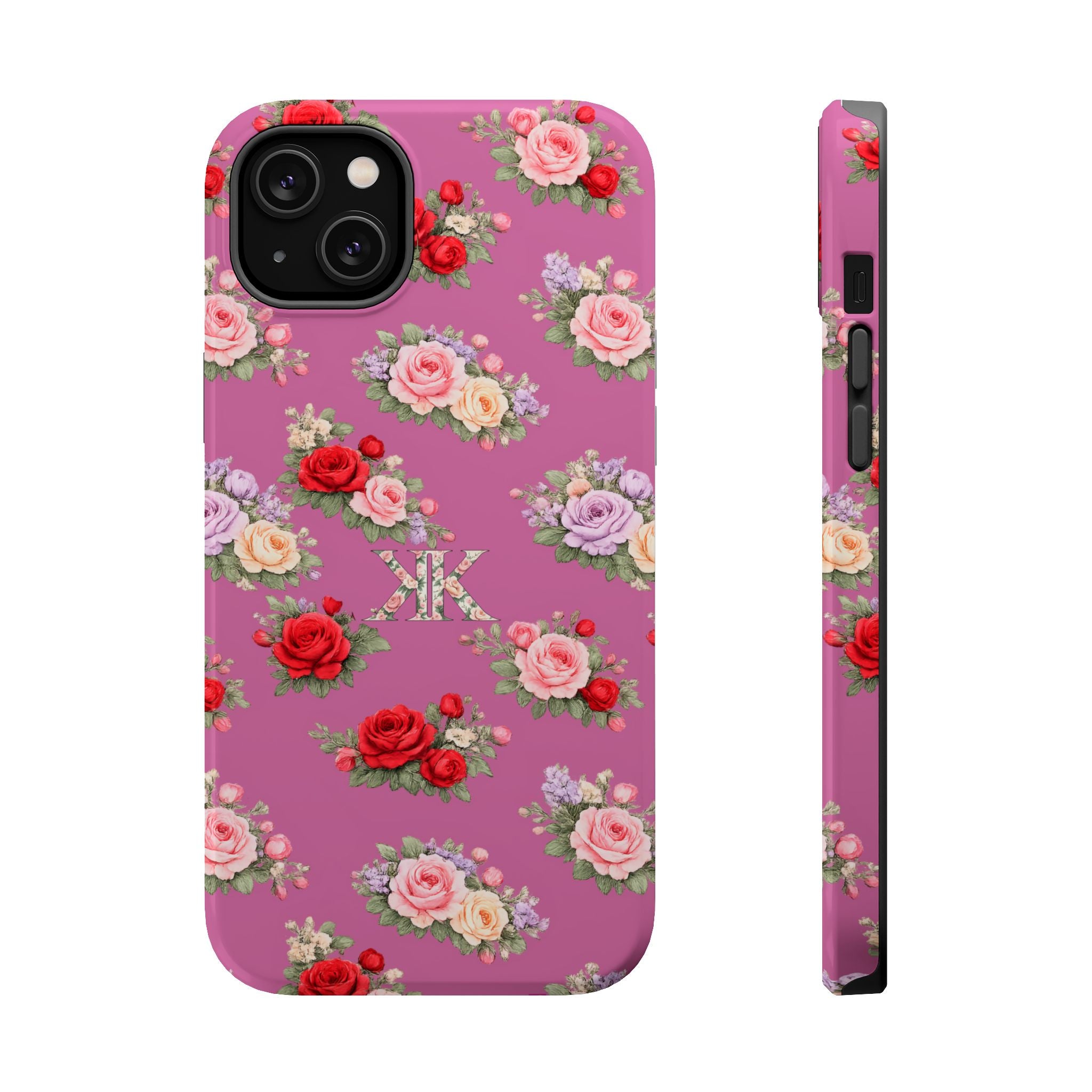 Anthos Collection Light Pink  Vintage Floral Rose Pattern Magnetic Impact-Resistant Phone Case