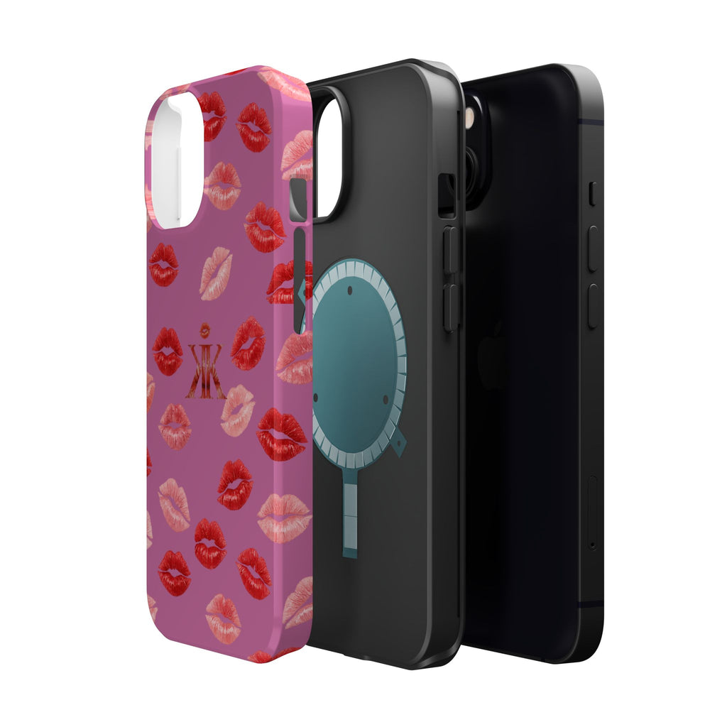 Psyche Collection Light Pink - Kiss Pattern Magnetic Impact Phone Case
