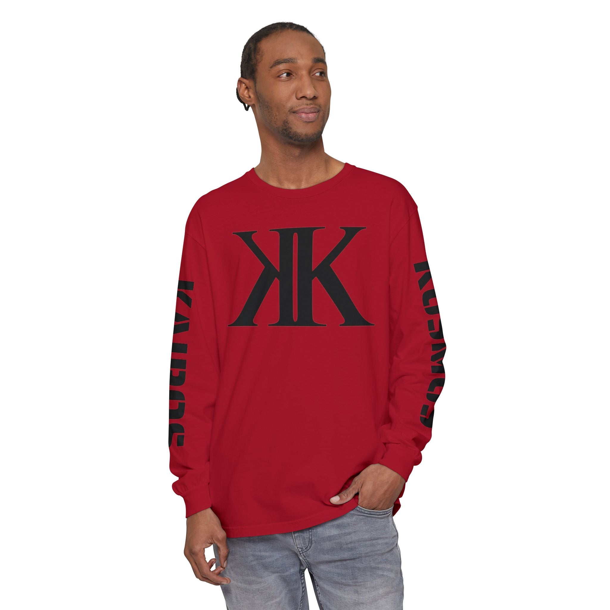 KOSMOS Monogram Uni-Sex Long Sleeve Tee — Bold Black Logo Sleeve Shirt